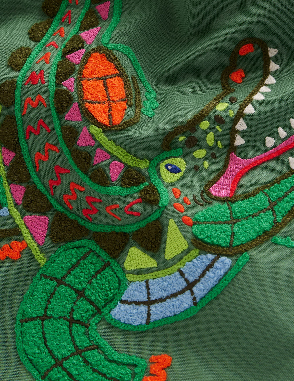T-Shirt mit Tiermotiv im Kettenstich-Rosmaringrün Krokodil - Image 3