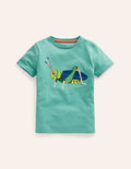 T-shirt manches courtes à appliqué-Sauterelle bleu corse