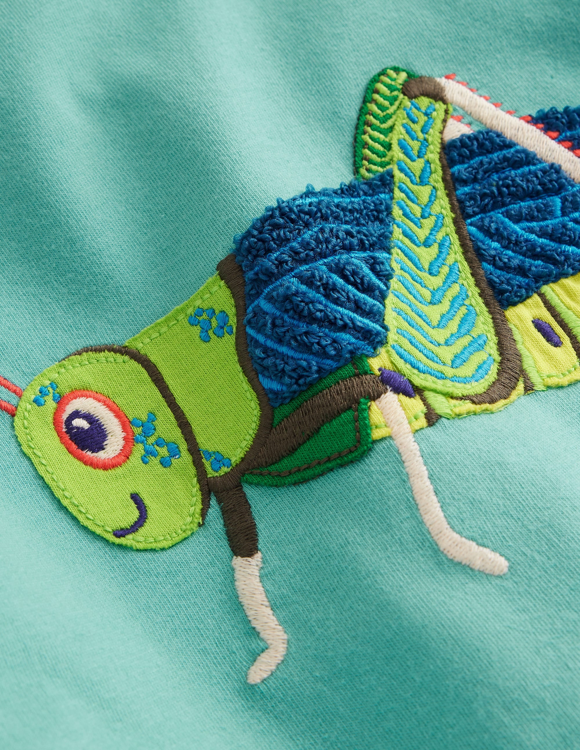 T-shirt manches courtes à appliqué-Sauterelle bleu corse - Image 3