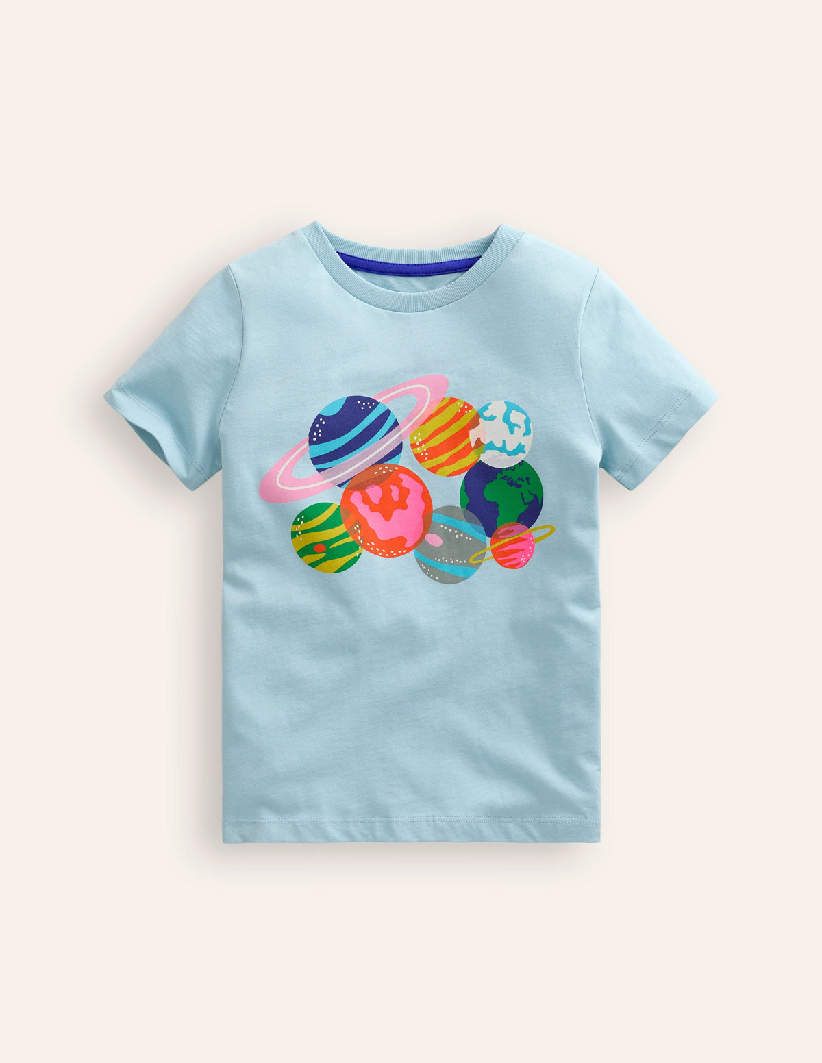Riso T-Shirt mit Druck-Vintage-Blau Planeten-1