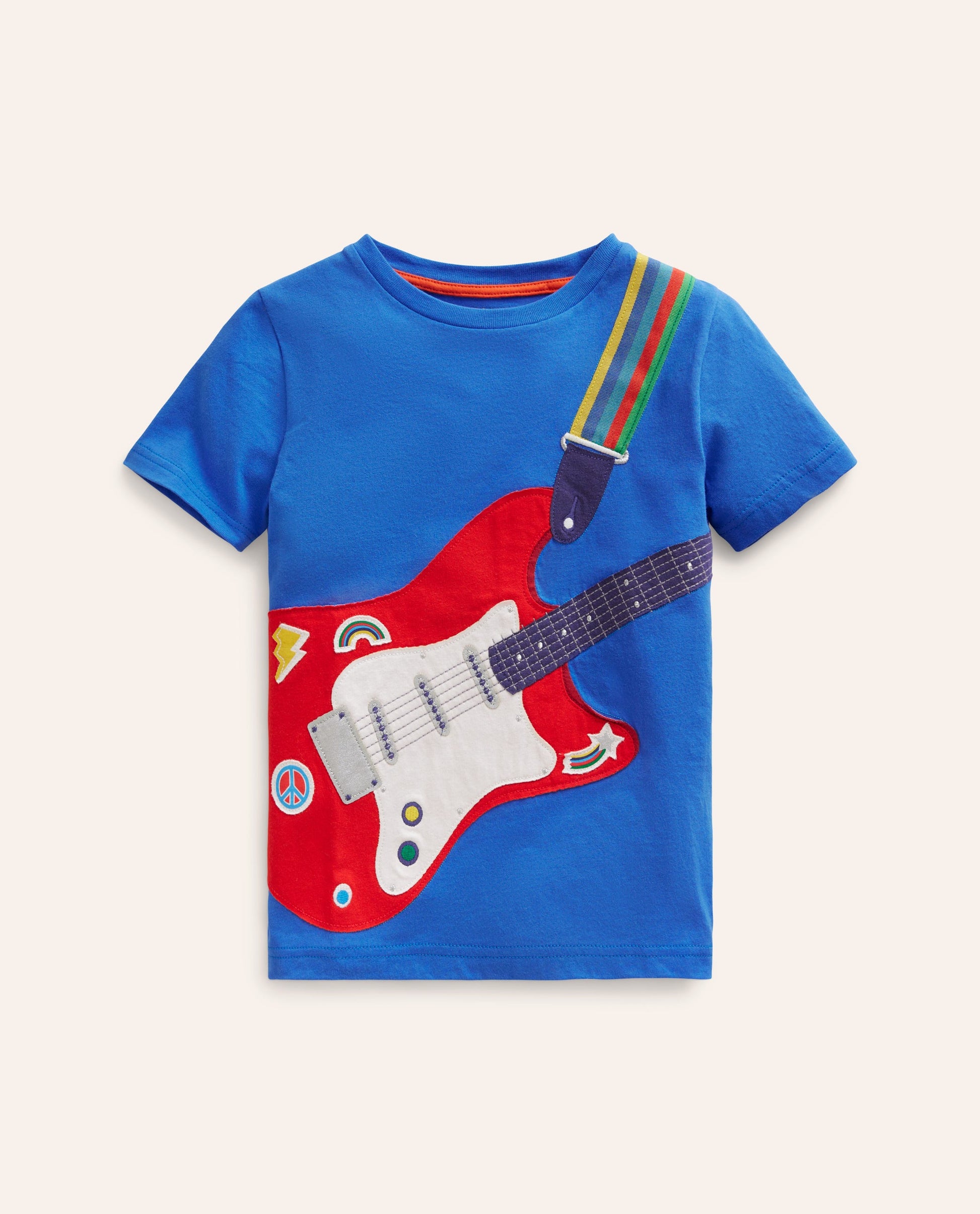 Appliqué Guitar T-shirt-Duck Egg Blue Guitar-1
