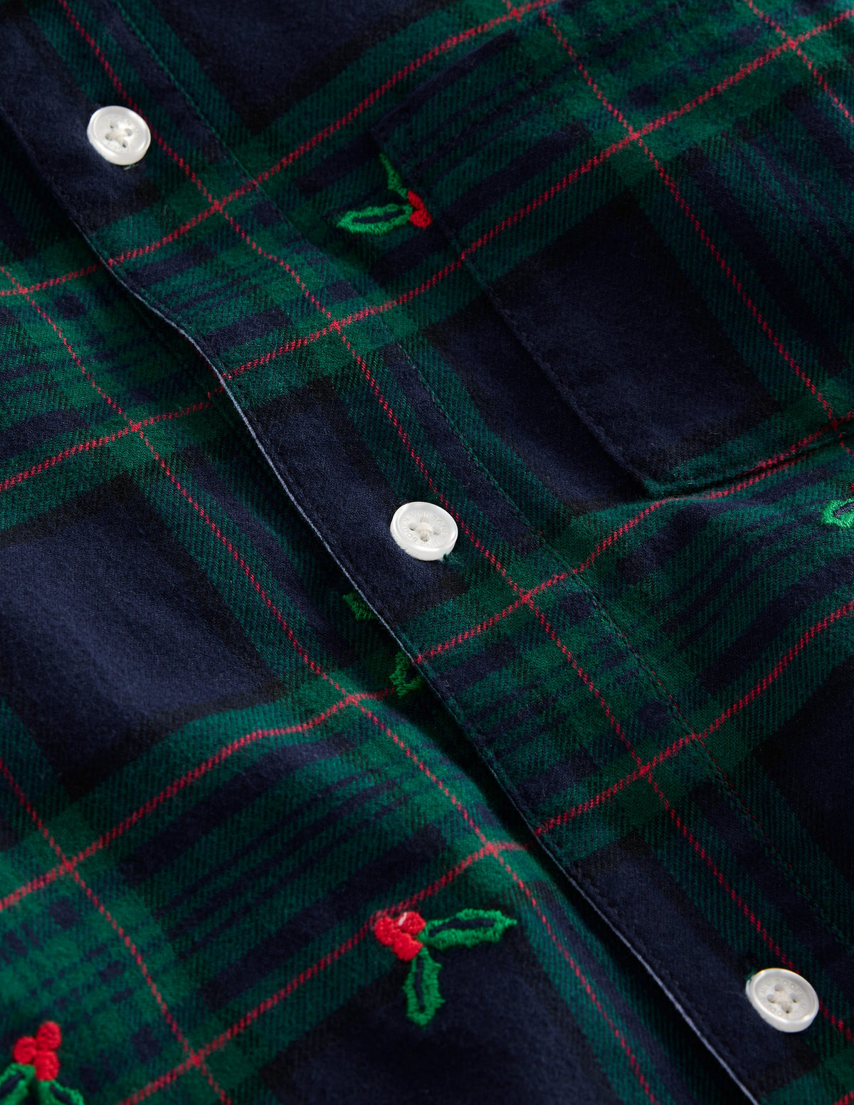Cosy Cotton Check Shirt-Christmas Embroidered Check - Image 3