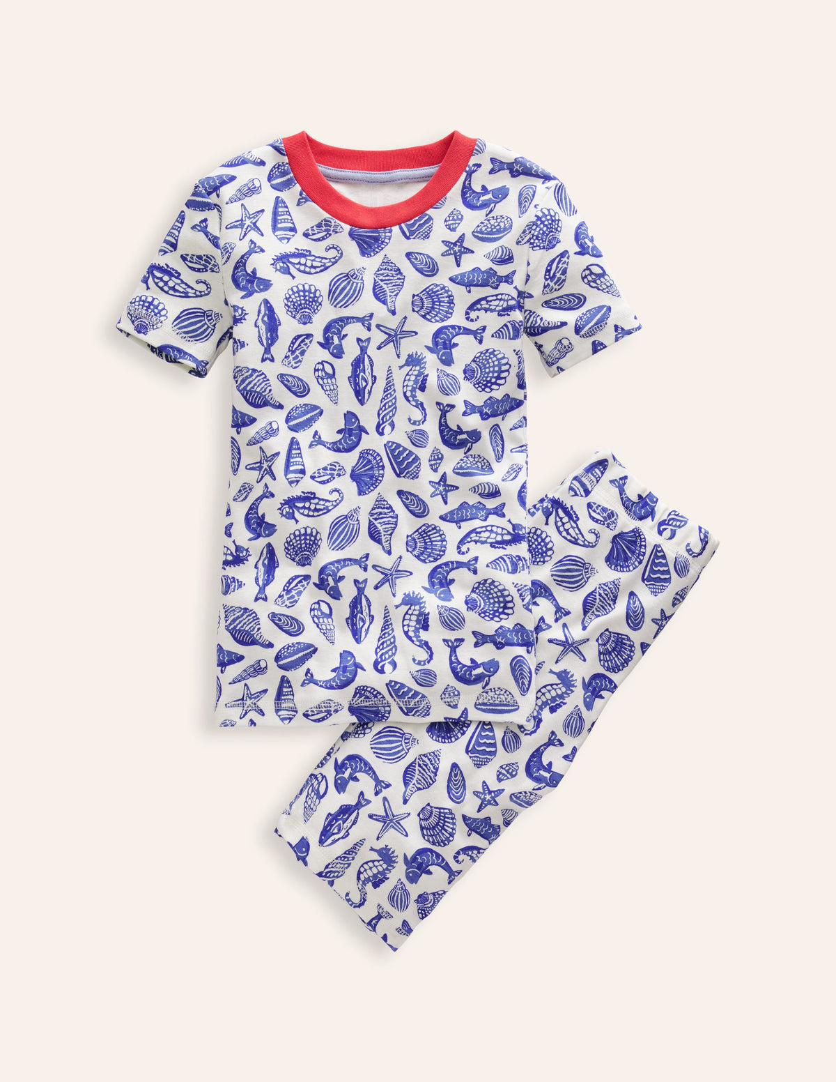Pyjama court douillet-Littoral bleu saphir-1