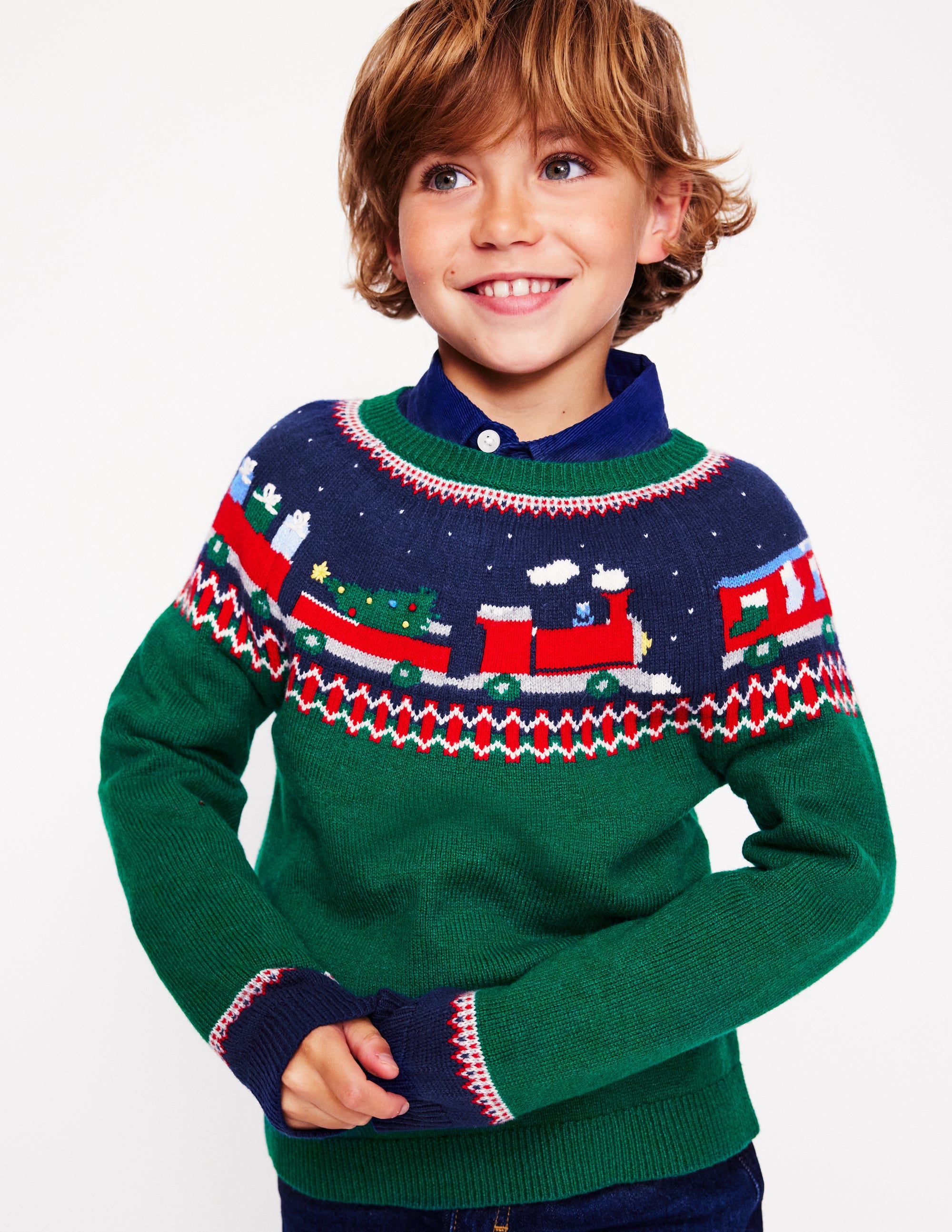 Fair-Isle-Pullover-Juwelengrün Zug - Image 1