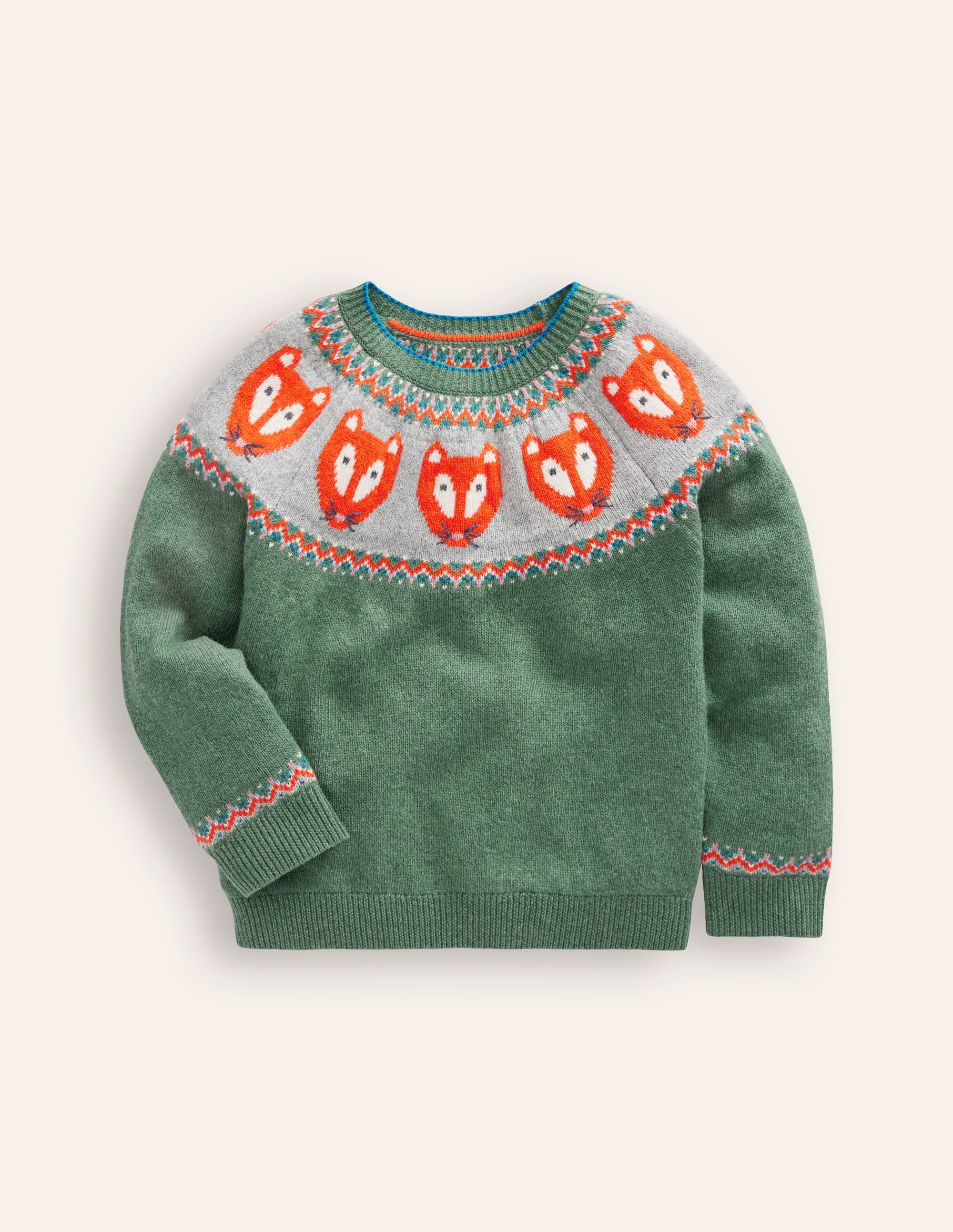 Pull motif jacquard-Vert épicéa chiné - Image 1