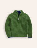 Klassischer Pullover mit halblangem Reißverschluss-Leguangrün