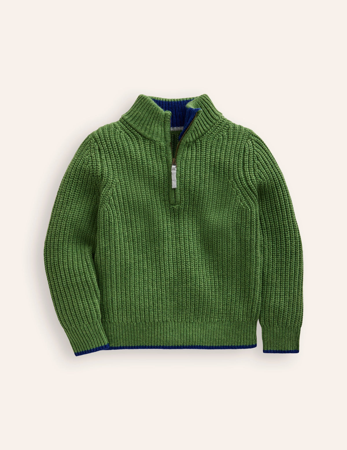 Klassischer Pullover mit halblangem Reißverschluss-Leguangrün-1