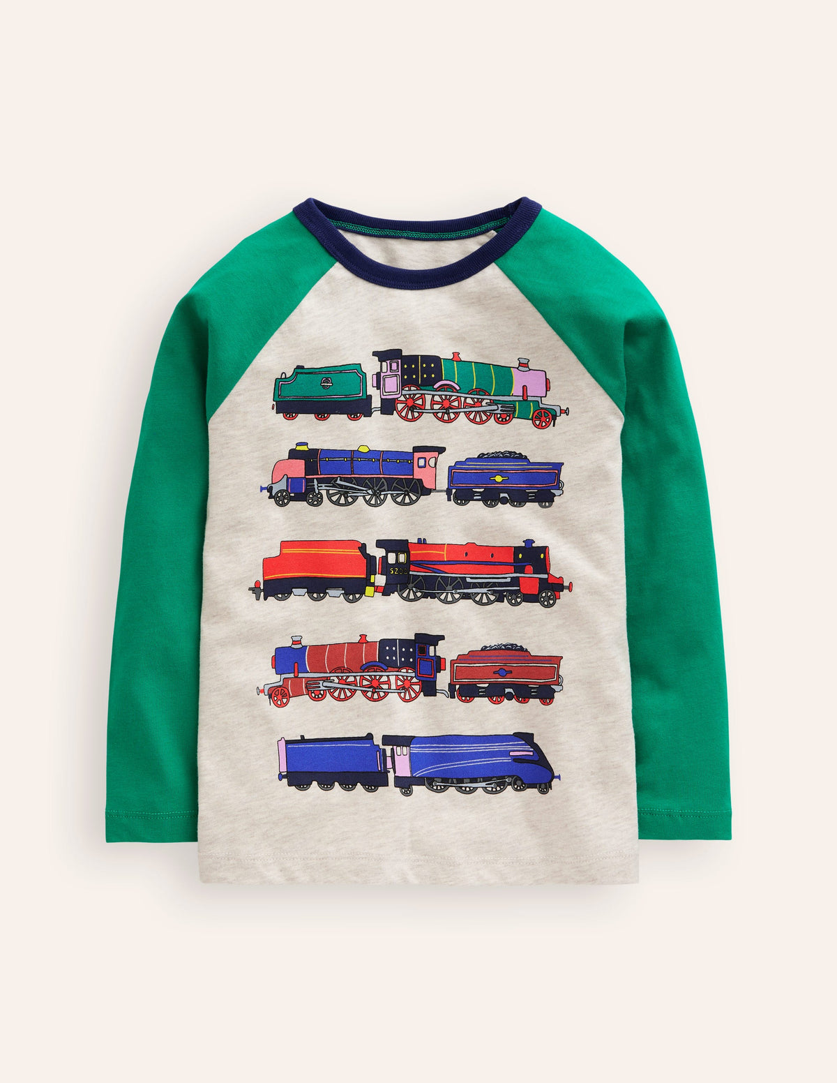 T-Shirt mit Logodruck und Raglanärmeln-Juwelengrün Züge - Image 1