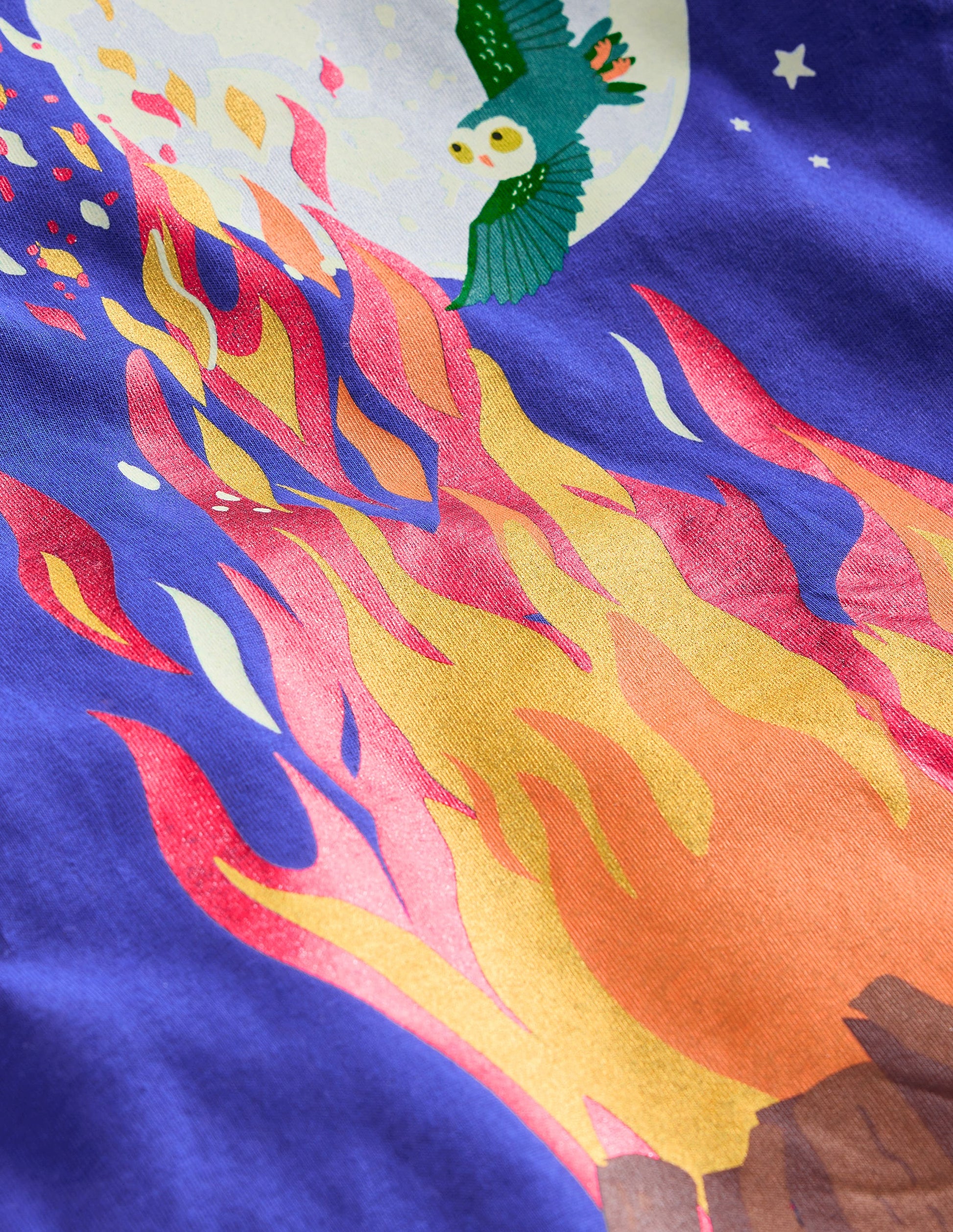 Im Dunkeln leuchtendes T-Shirt-Saphirblau Lagerfeuer-3