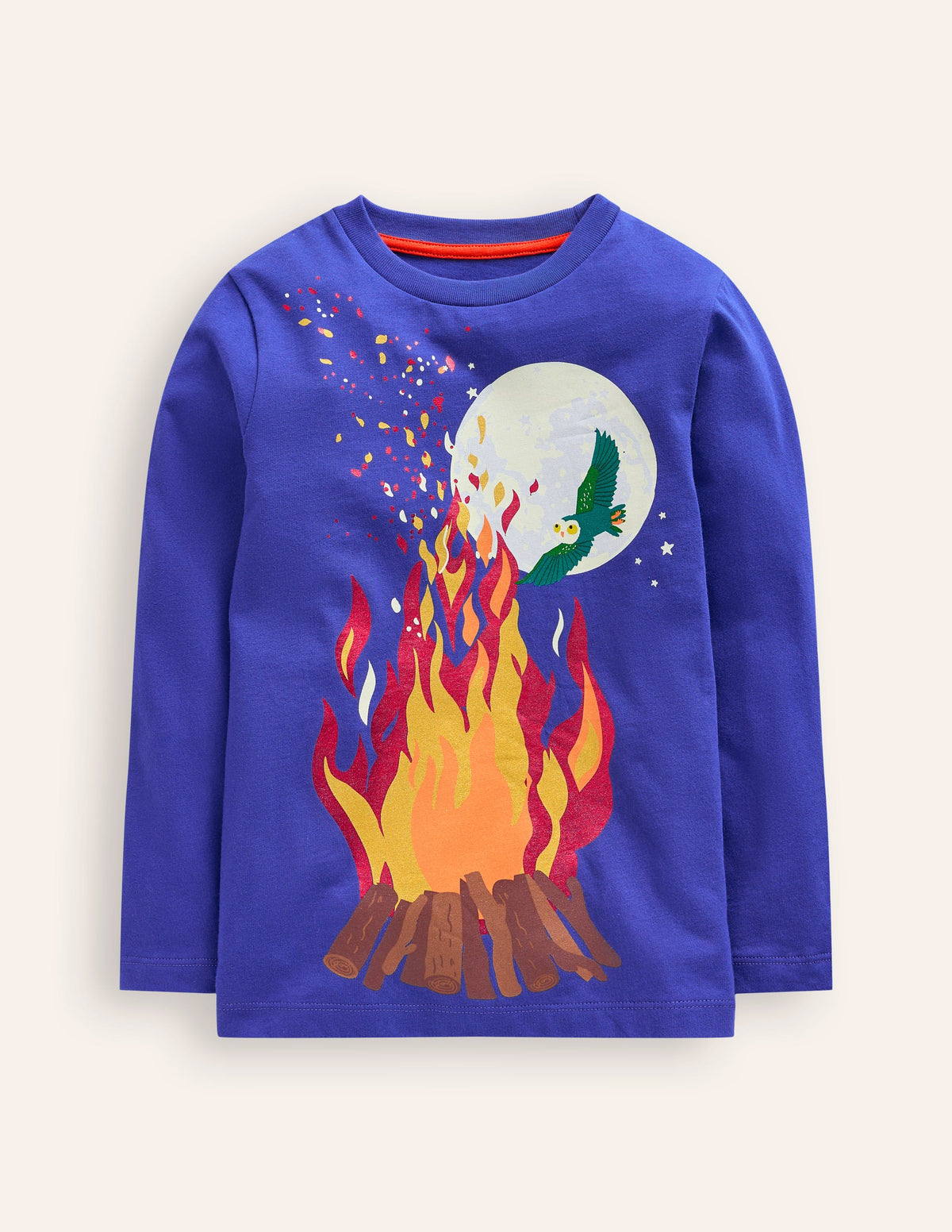 Im Dunkeln leuchtendes T-Shirt-Saphirblau Lagerfeuer-1