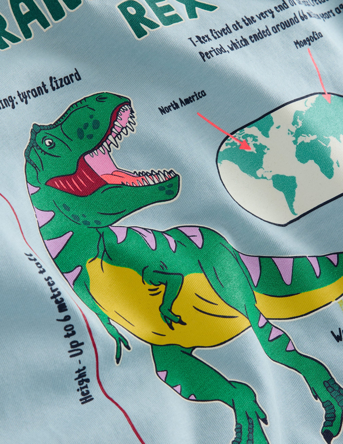 Glow-In-The-Dark T-Shirt-Stonewash Blue Dino-3