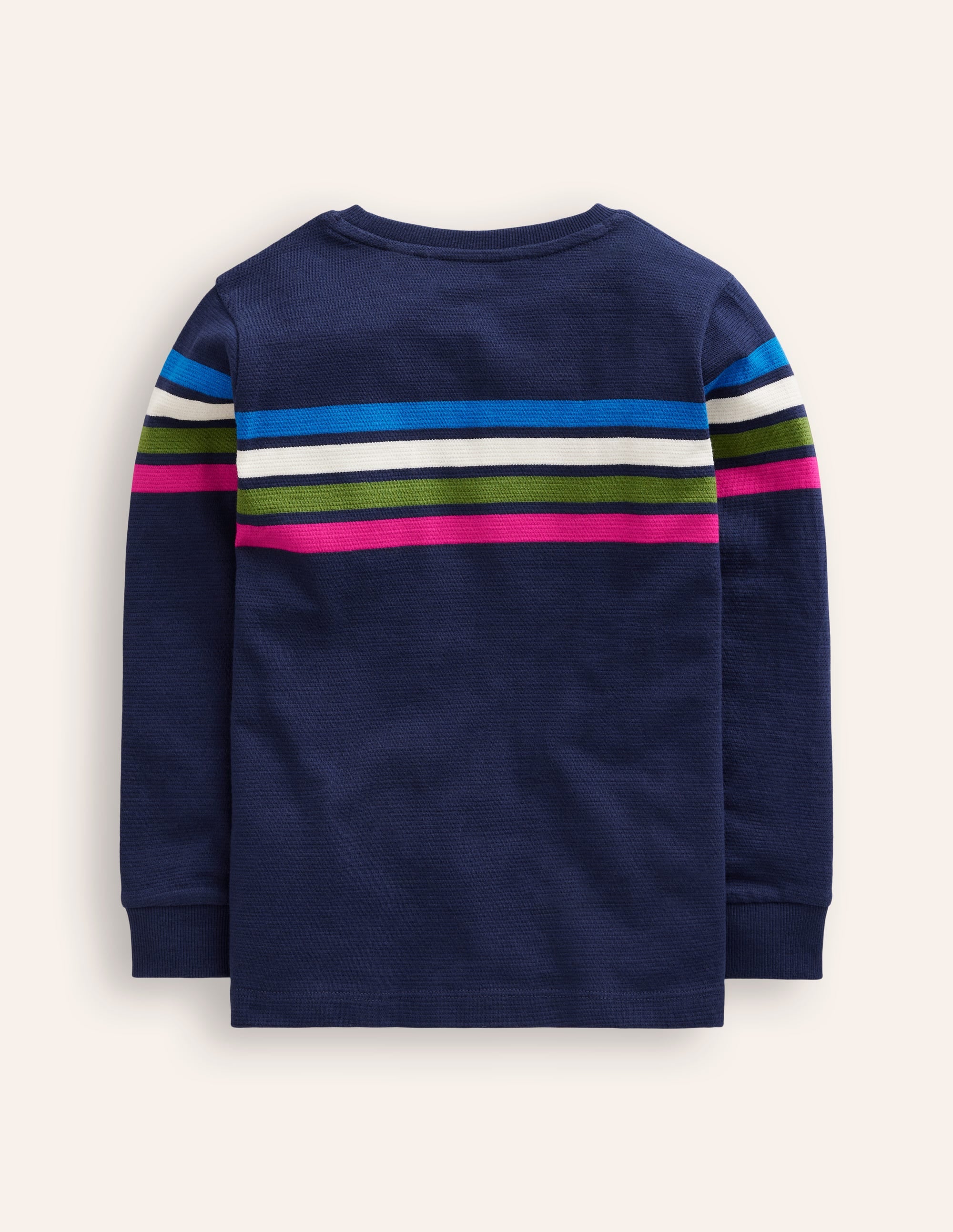 Texturiertes T-Shirt-College Marineblau Brust Streifen - Image 2