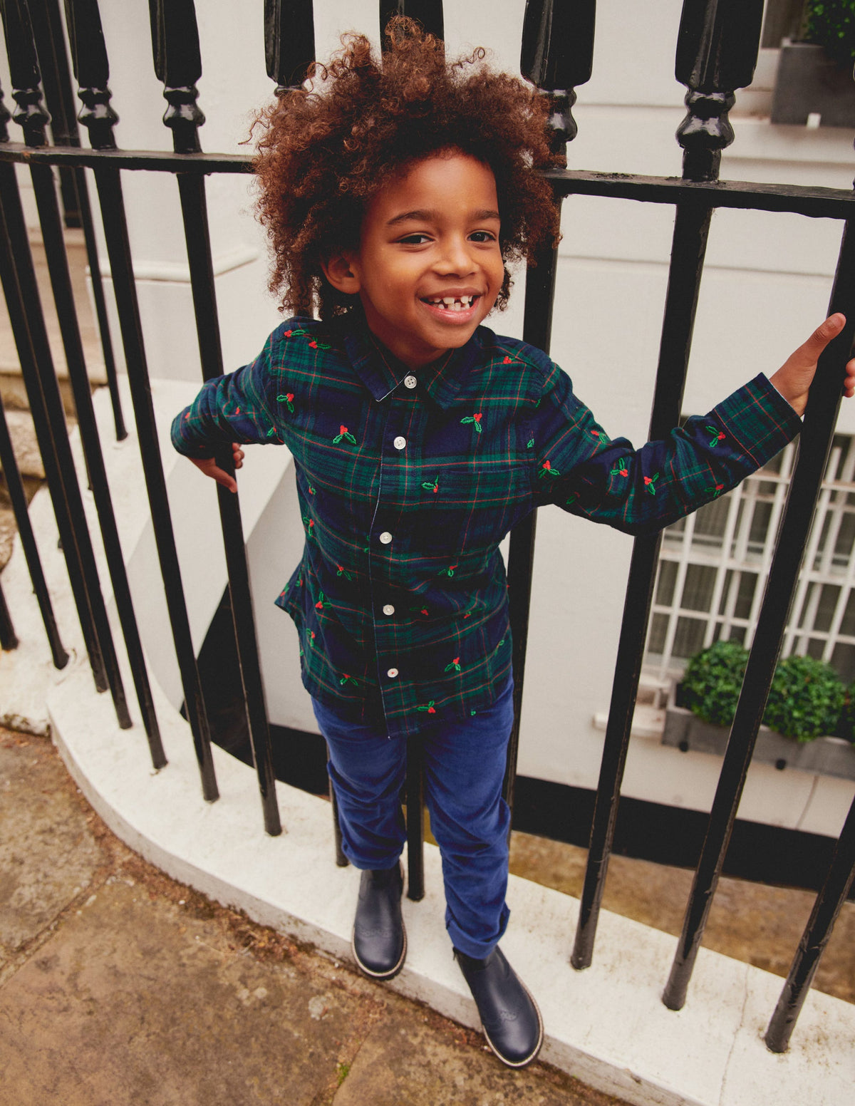 Cosy Cotton Check Shirt-Christmas Embroidered Check-4