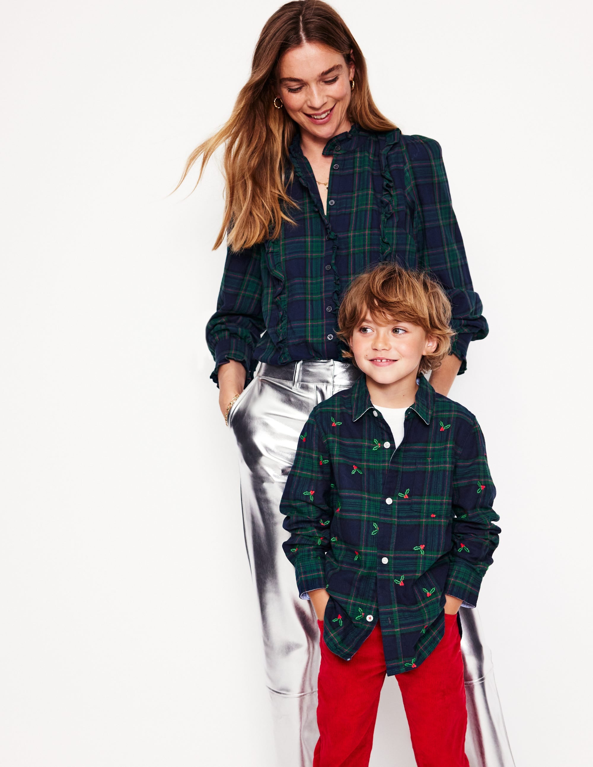 Cosy Cotton Check Shirt-Christmas Embroidered Check - Image 6