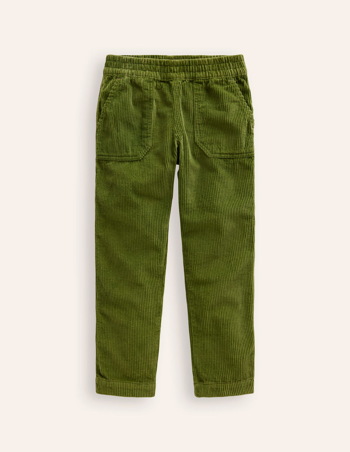 Pantalon à enfiler en velours côtelé-Vert feuille-1