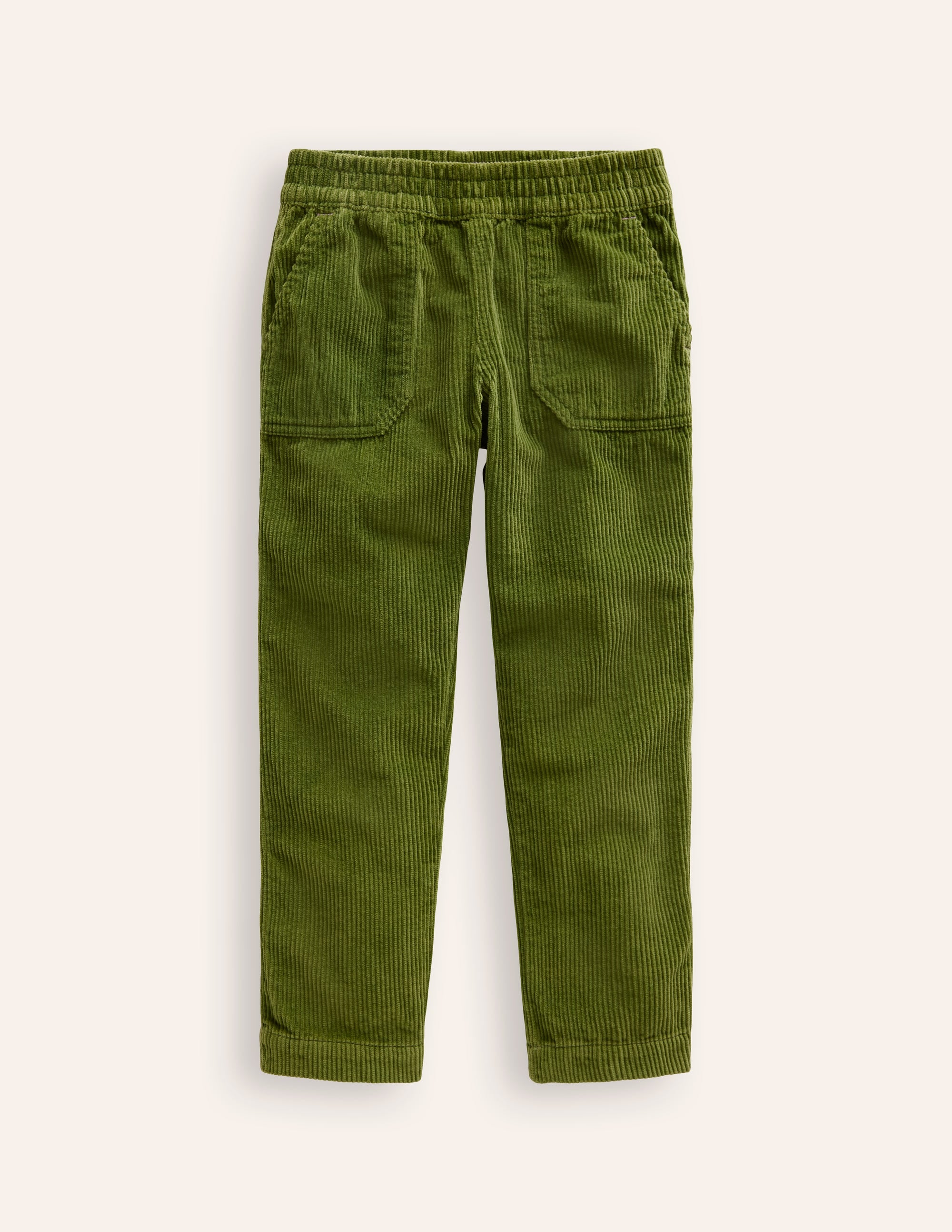 Pantalon à enfiler en velours côtelé-Vert feuille - Image 1