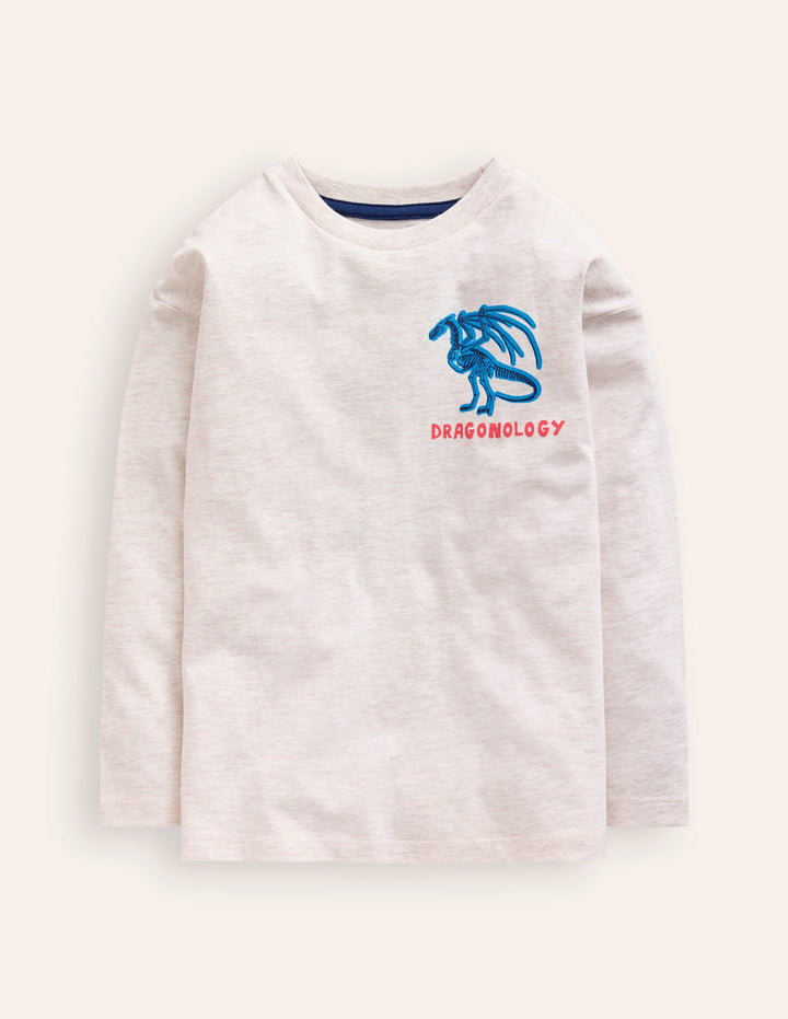 T-shirt à logo scientifique fun-Dragons avoine chiné