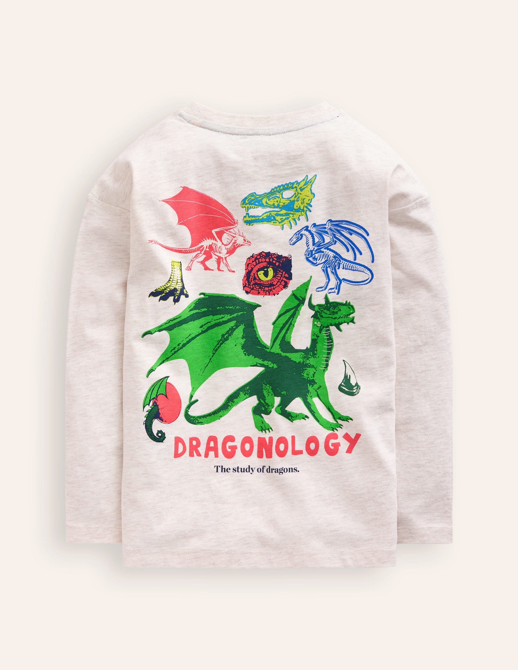 T-Shirt mit wissenschaftlichen Motiven-Haferbeige Meliert Drachen - Image 2