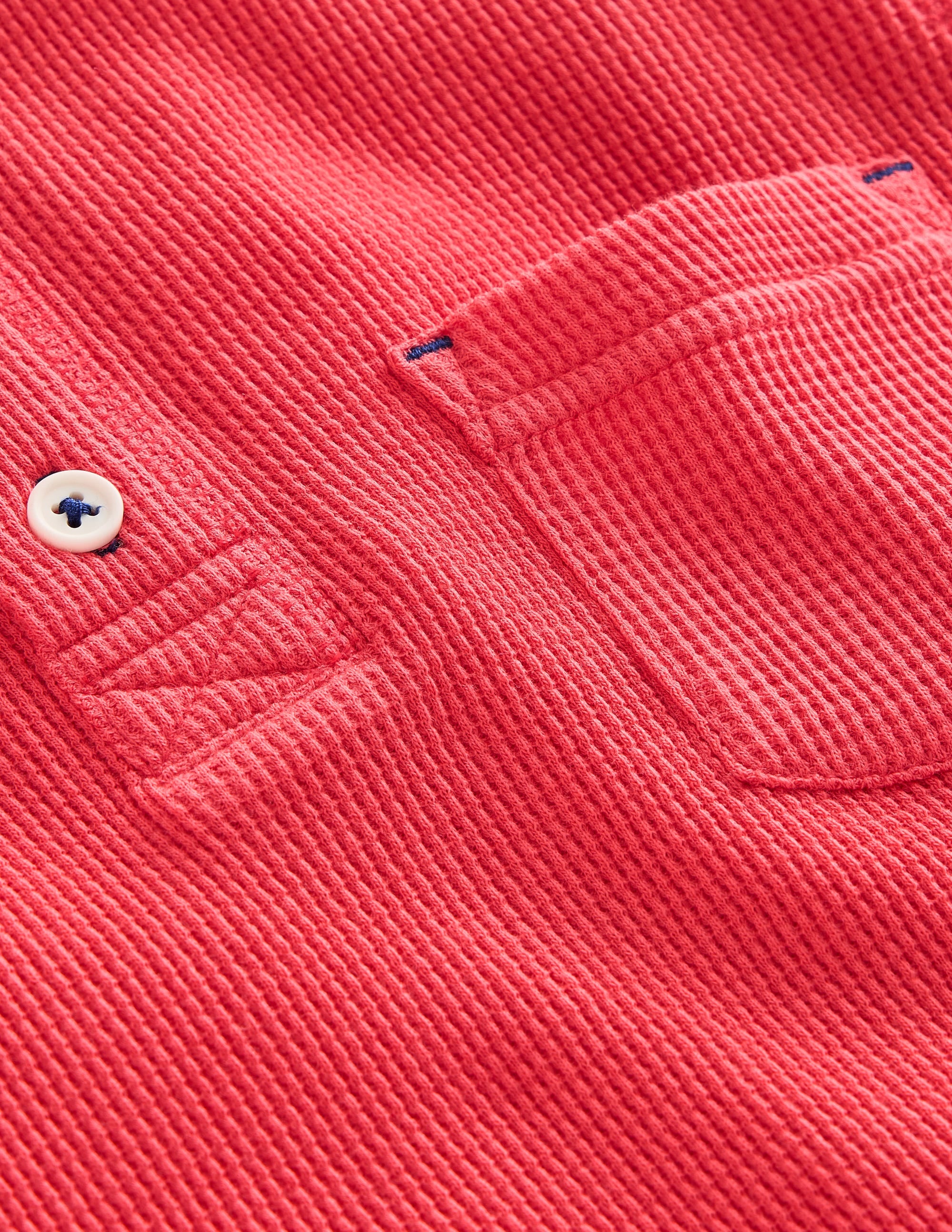Henley-T-Shirt mit Waffelmuster-Marmeladenrot - Image 3