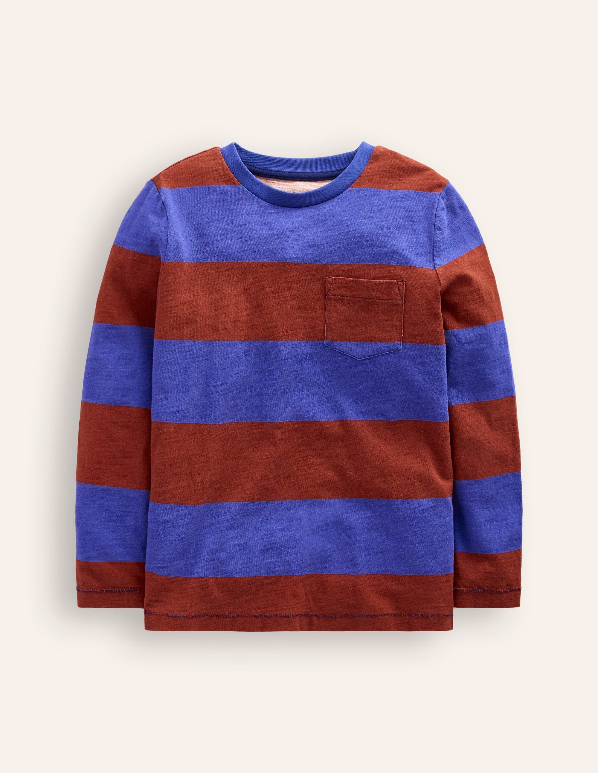 Everyday Long Sleeve T-Shirt-Blue/ Burgandy stripe - Image 1