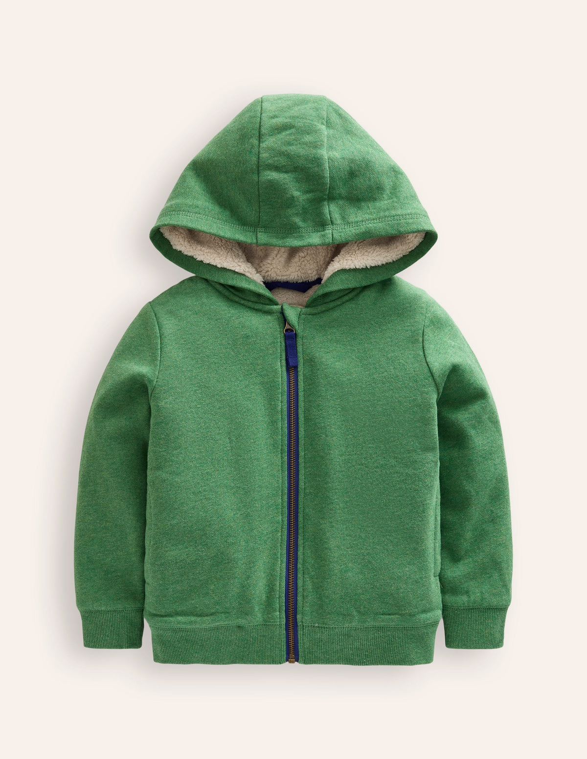 Kapuzenpullover mit Zottelfutter-Grün Meliert-1