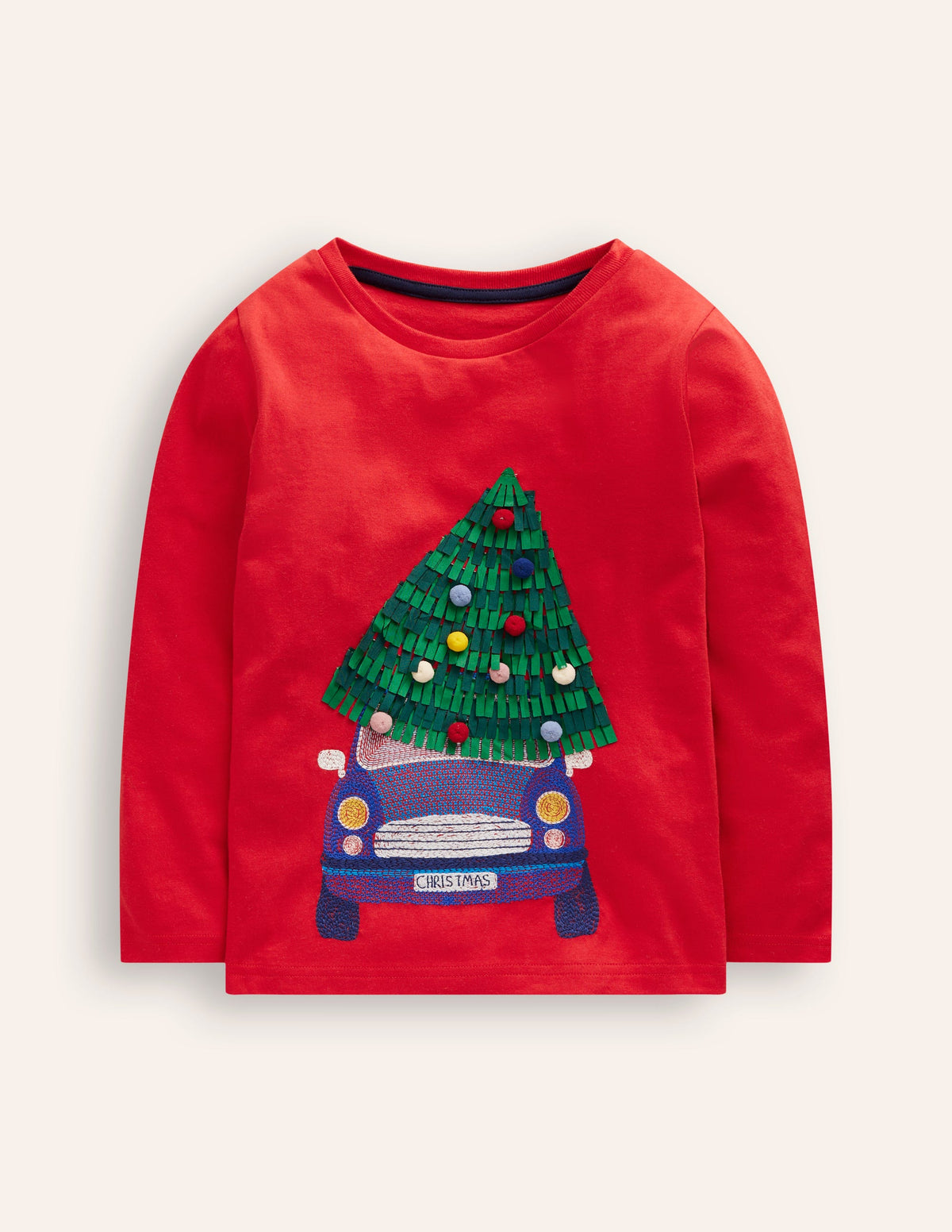 T-Shirt mit Superstitch-Design-Mohnblumenrot Weihnachtsauto - Image 1