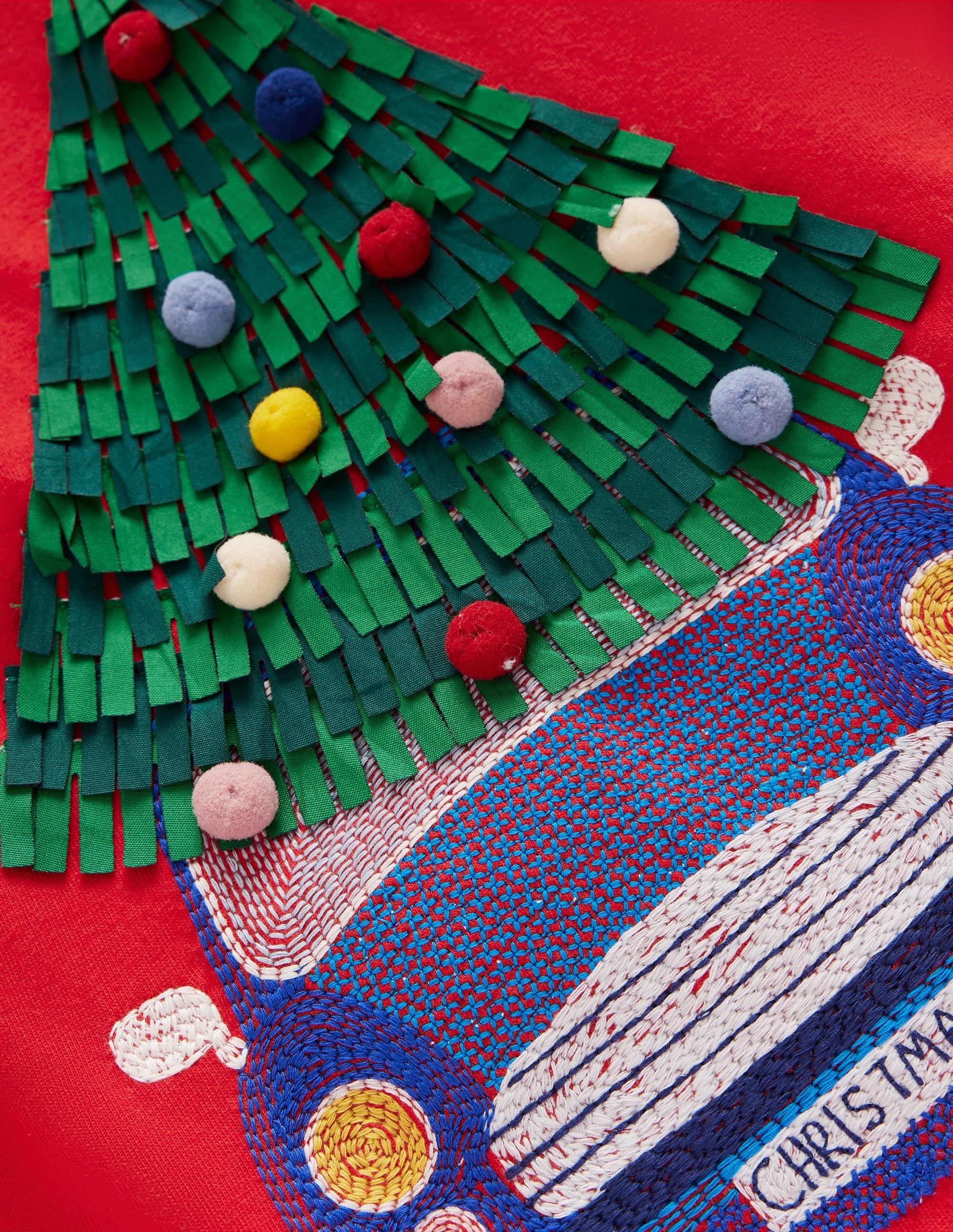 T-Shirt mit Superstitch-Design-Mohnblumenrot Weihnachtsauto - Image 3