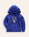Sweat à capuche avec super surpiqûres-Raton laveur bleu brillant