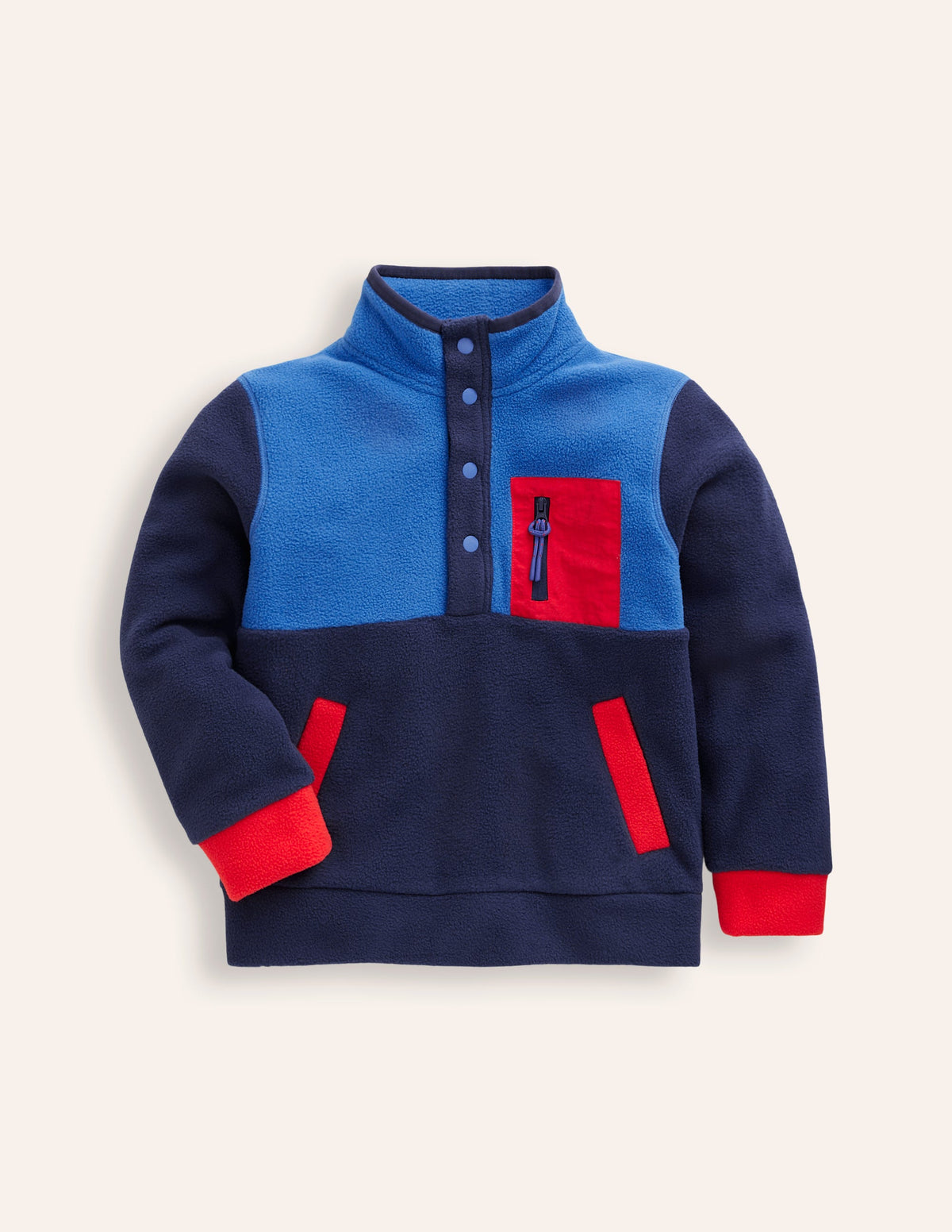 Kuscheliger Fleecepullover-College Marineblau Blockfarben - Image 1