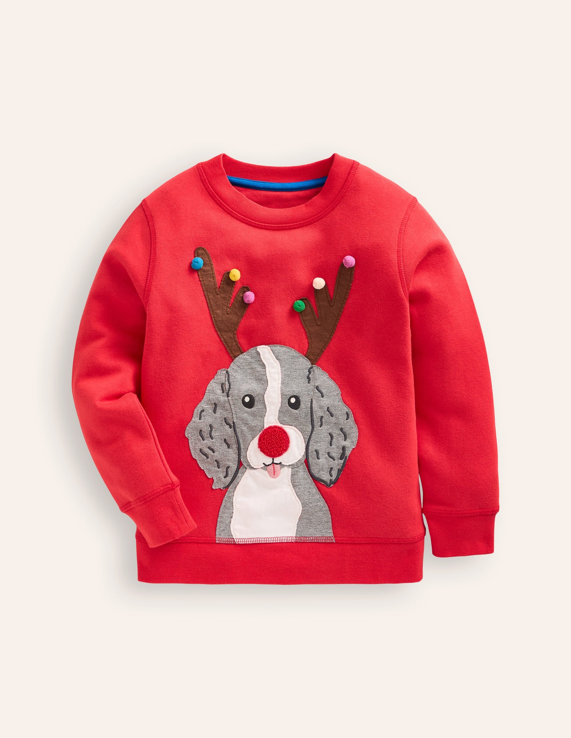 Cosy Festive Sweatshirt-Poppy Red Dog - Image 1