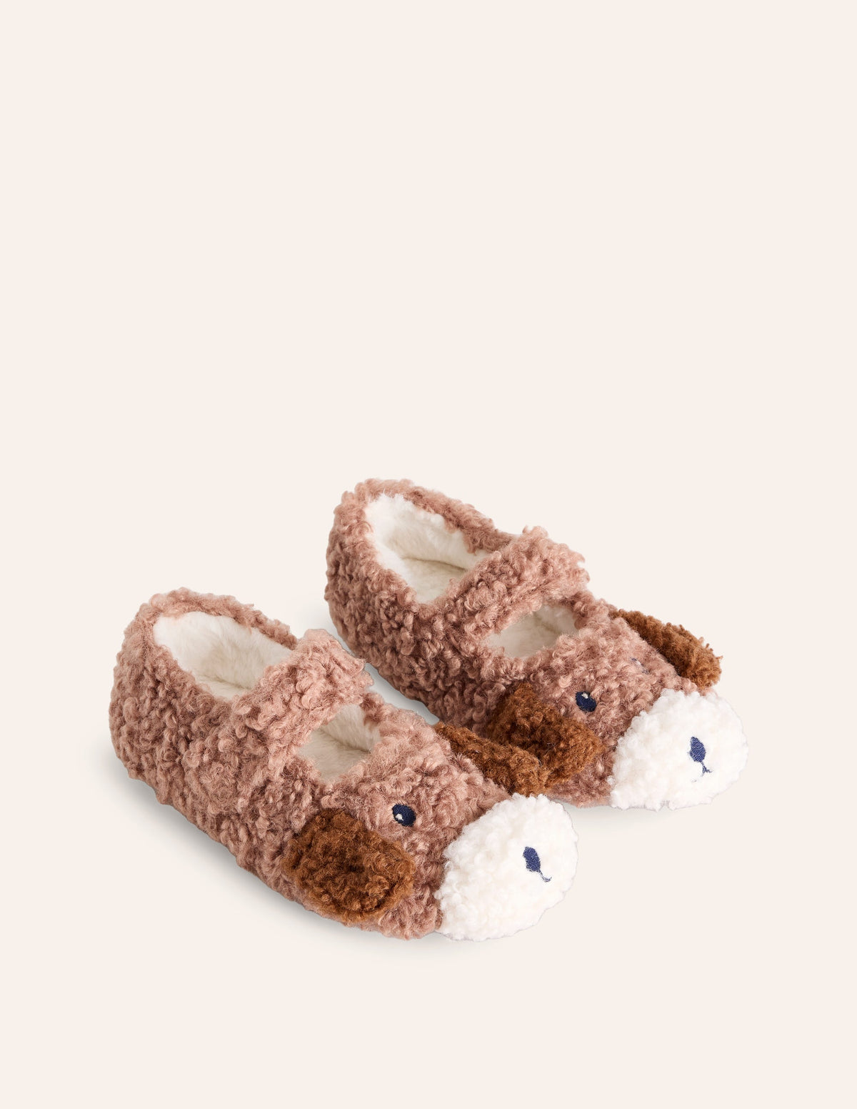 Chaussons en borg-Chien marron caramel-2