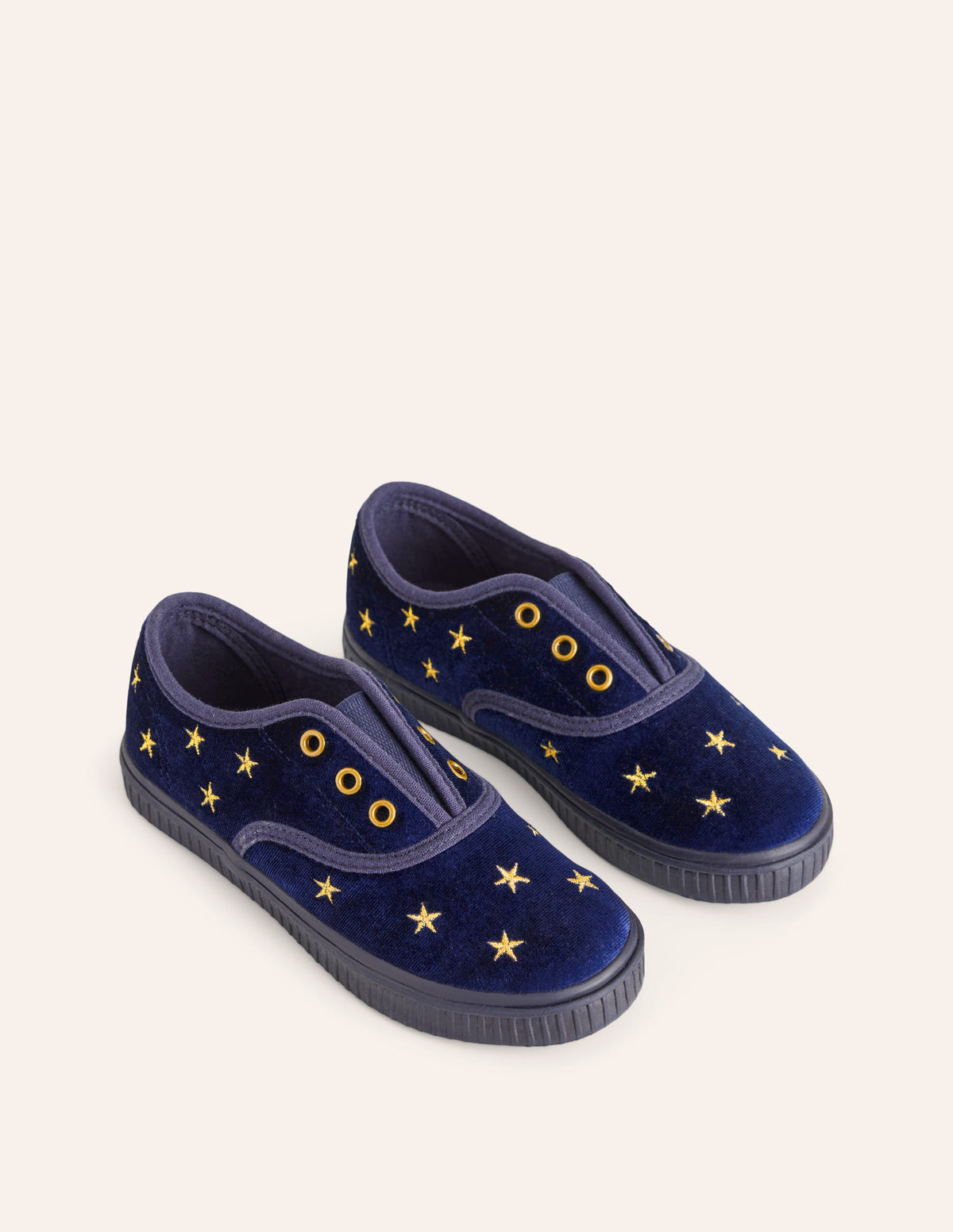 Chaussures sans lacets en velours-Marine Université - Image 2
