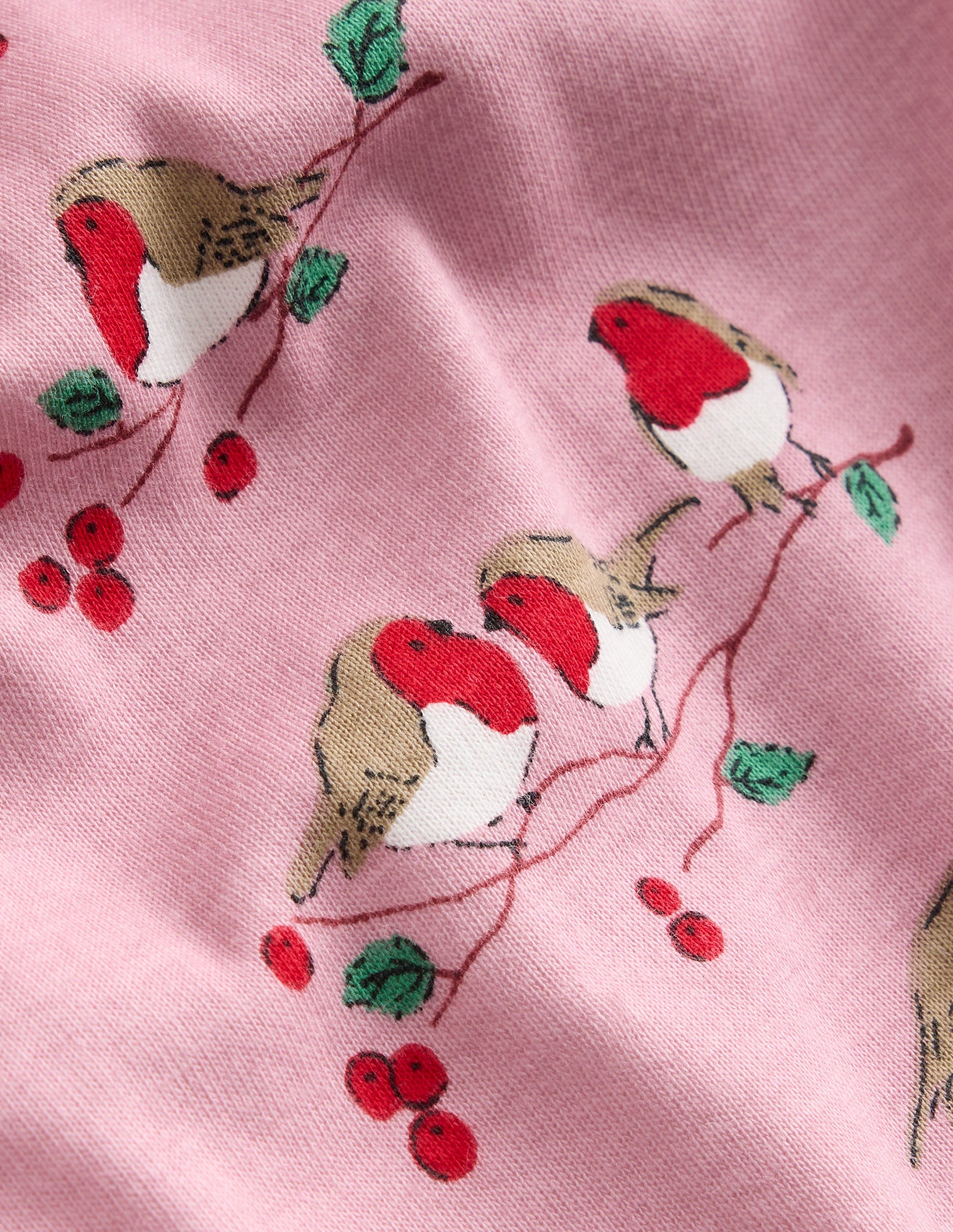 Eng anliegender, langer Schlafanzug-Rosa Rotkehlchen-3