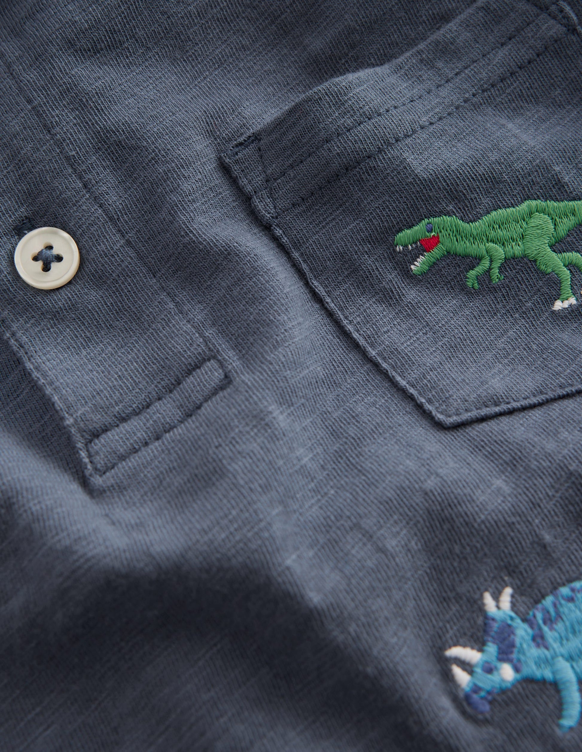 Polo flammé et brodé-Dinosaures multi-3