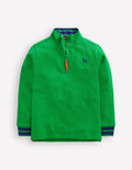 Piqué-Poloshirt mit halbem Reißverschluss-Baumgrün