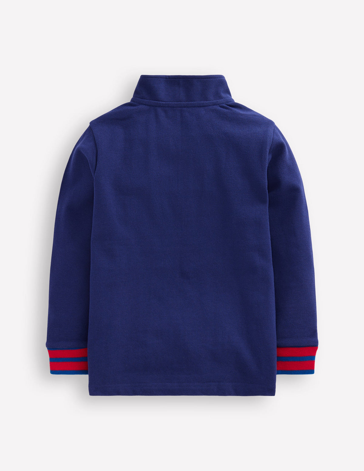 Polo en piqué partiellement zippé-Aristocratic Blue/ Ivory Stripe-2