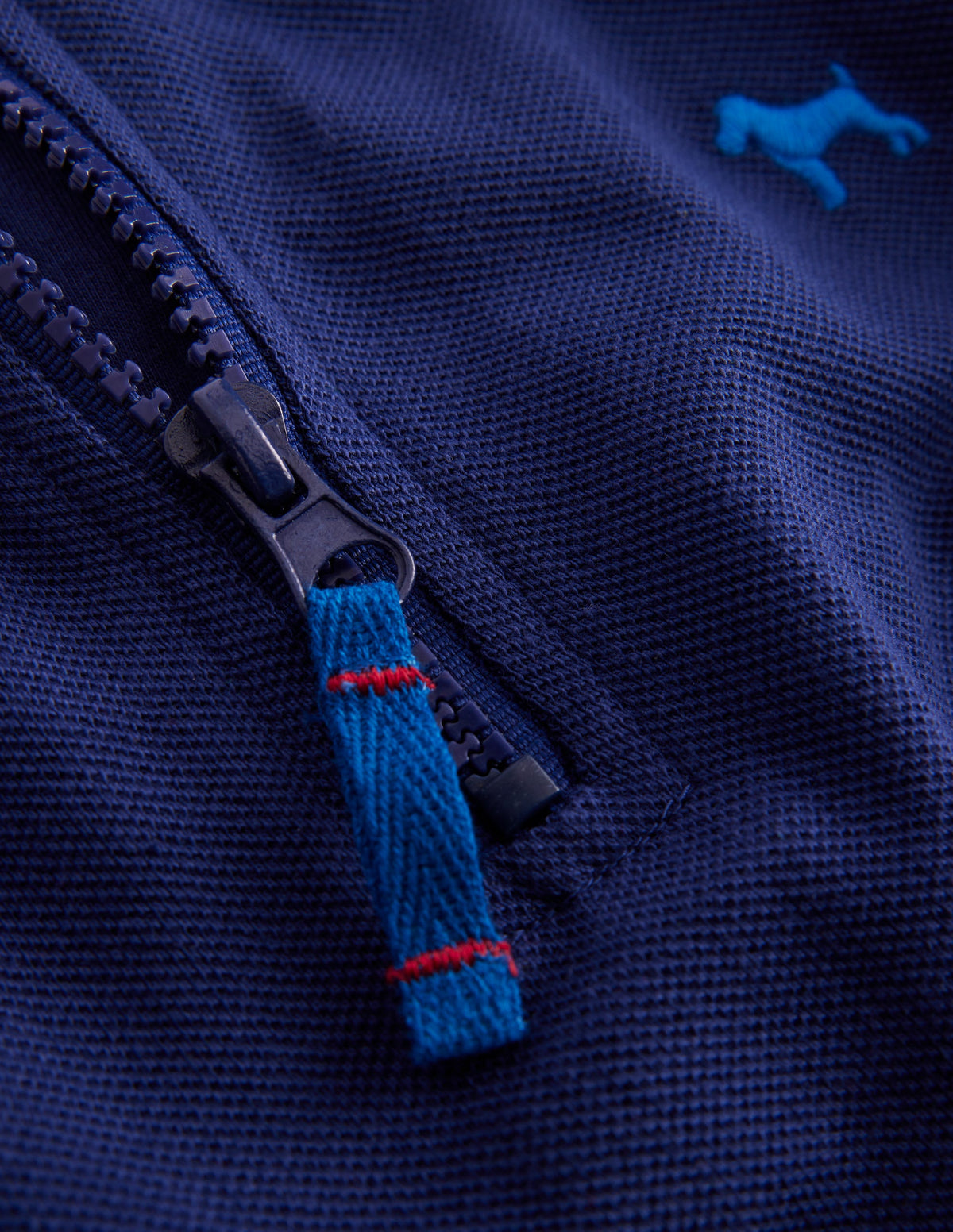 Polo en piqué partiellement zippé-Aristocratic Blue/ Ivory Stripe-3