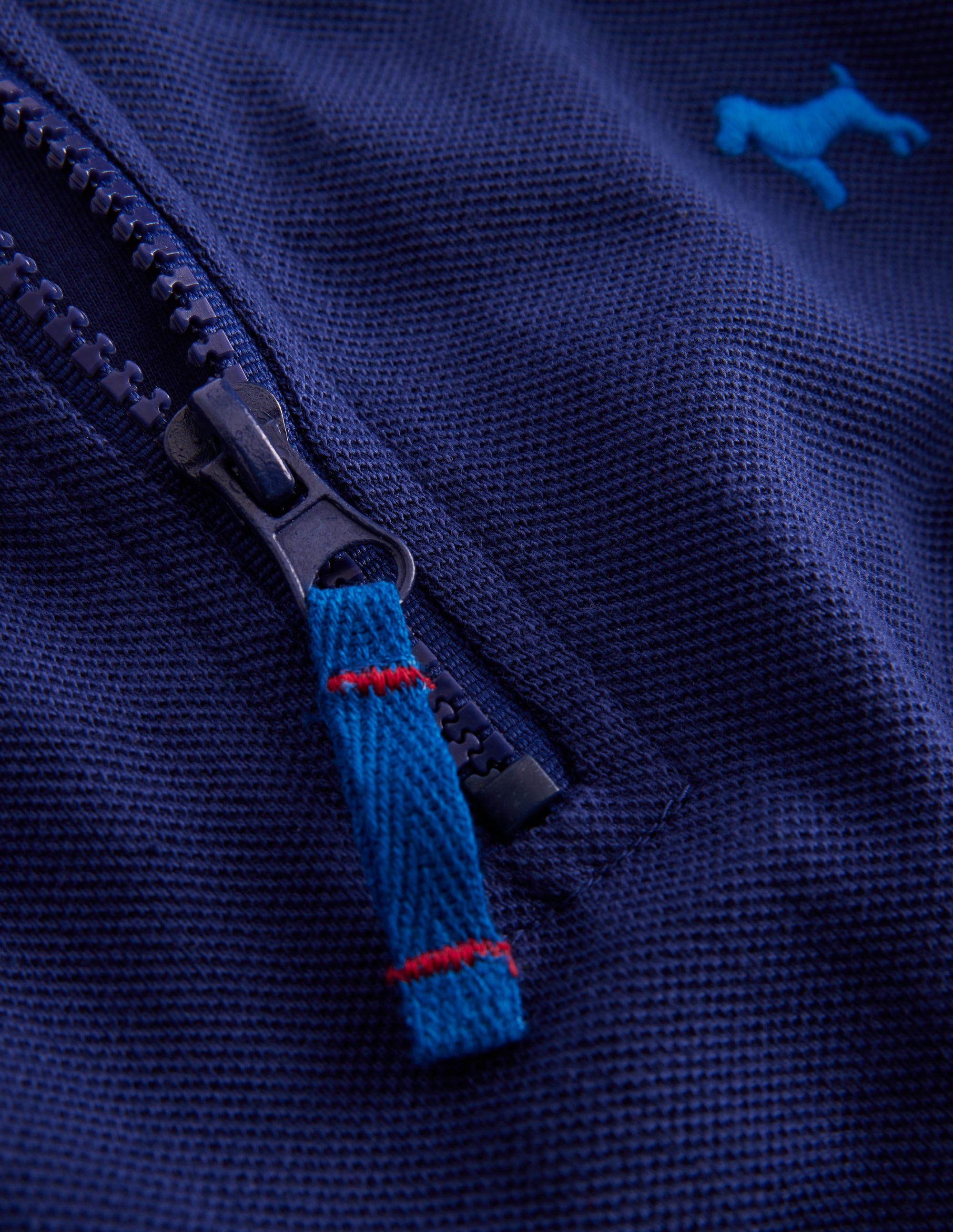 Polo en piqué partiellement zippé-Aristocratic Blue/ Ivory Stripe - Image 3