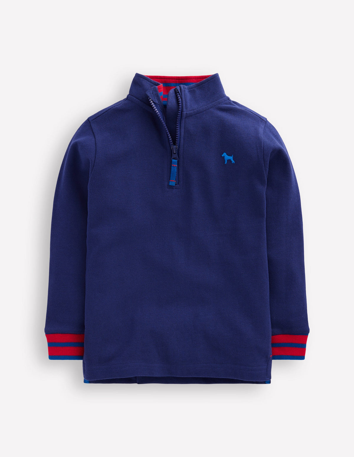 Polo en piqué partiellement zippé-Aristocratic Blue/ Ivory Stripe - Image 1