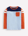 T-shirt colourblock-Colourblock bleu glacier