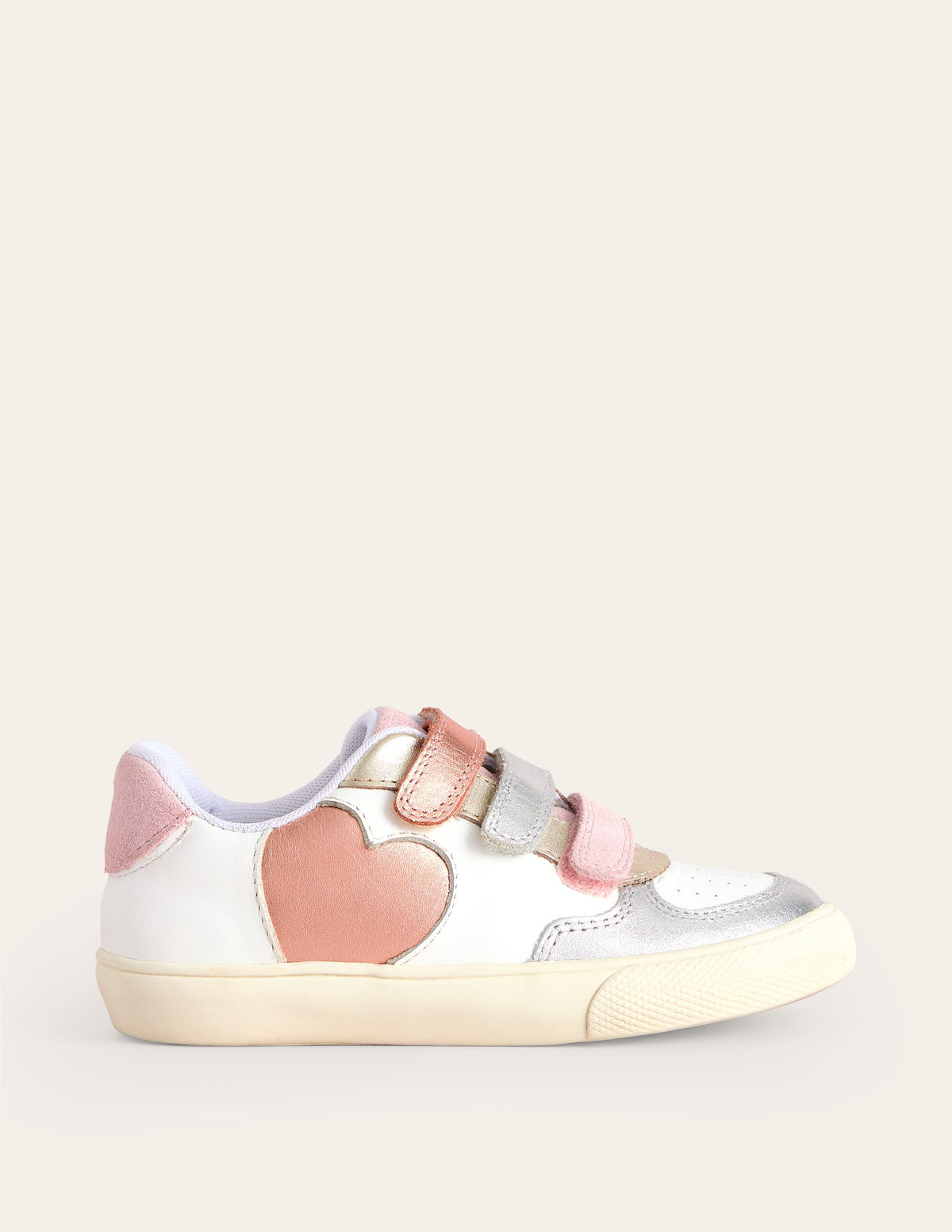 Flache Sneaker aus Leder-Bunt Metallic-Herz - Image 1