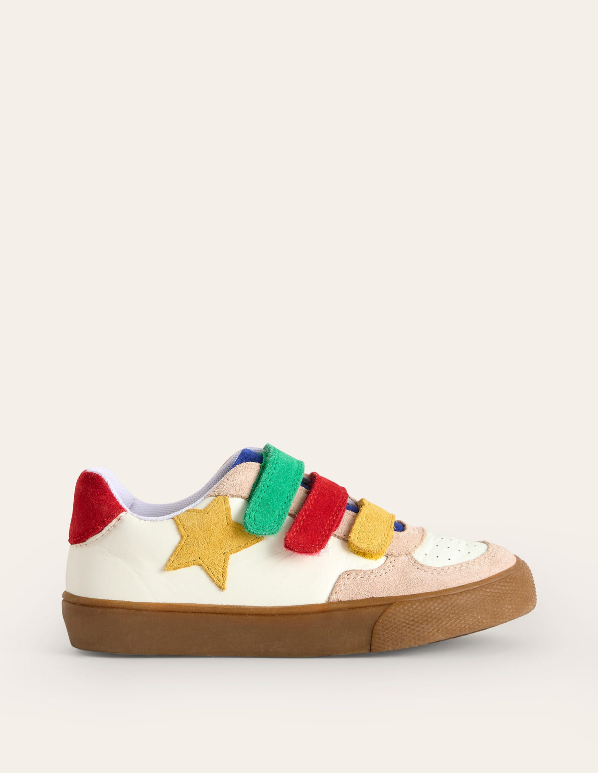 Baskets basses en cuir-Blanc et colourblock multi-1