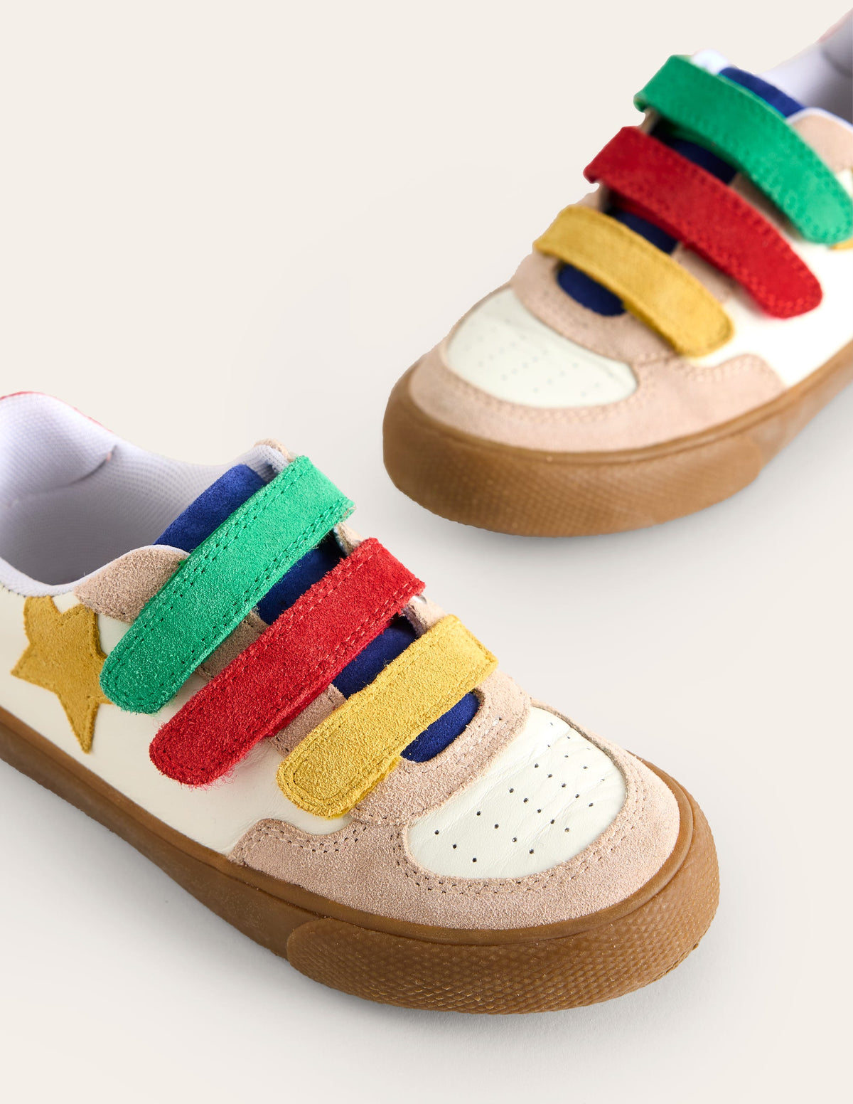 Baskets basses en cuir-Blanc et colourblock multi-3