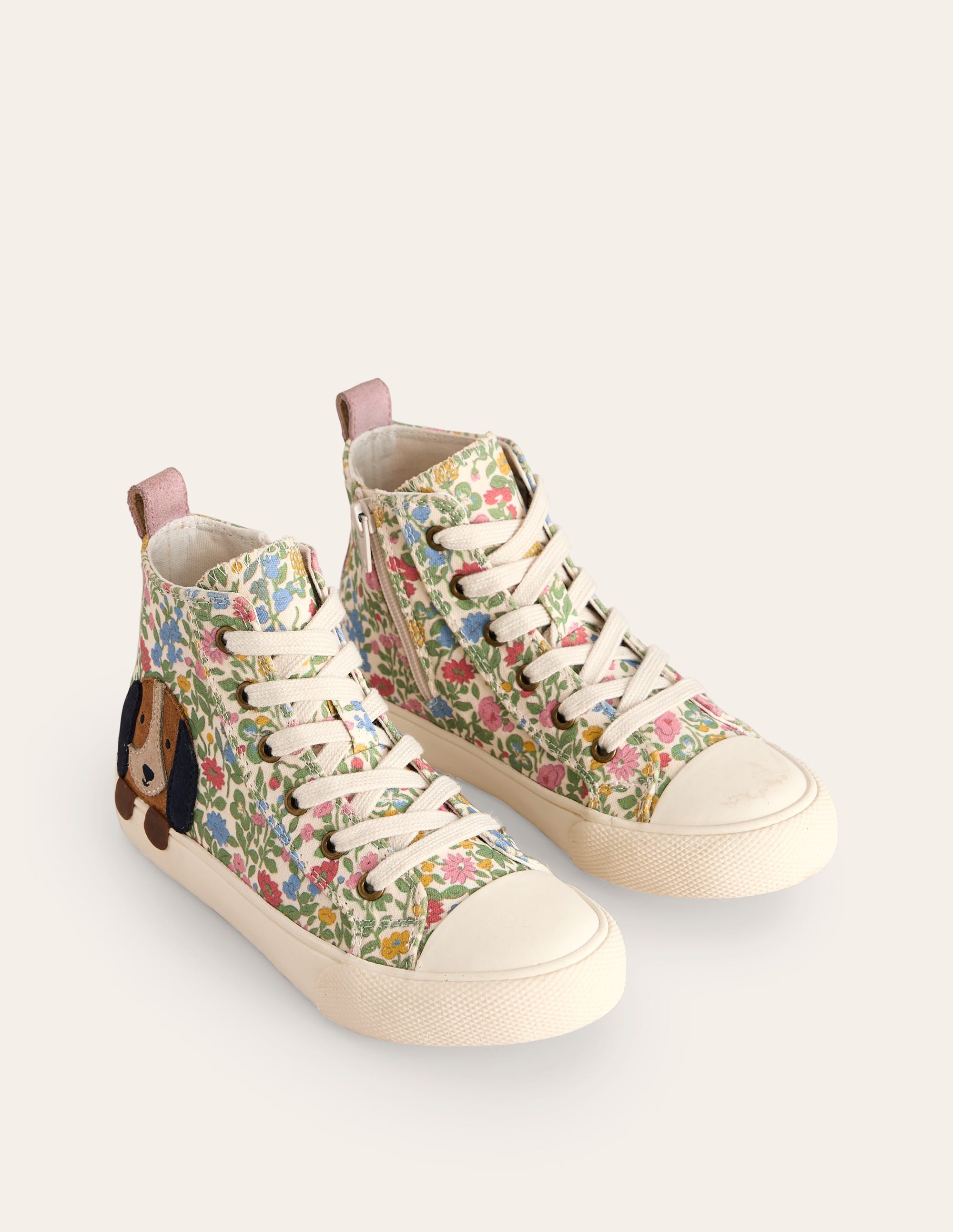 Knöchelhohe Canvas-Sneaker mit Applikation-Bunt Blumenmuster Hund - Image 2