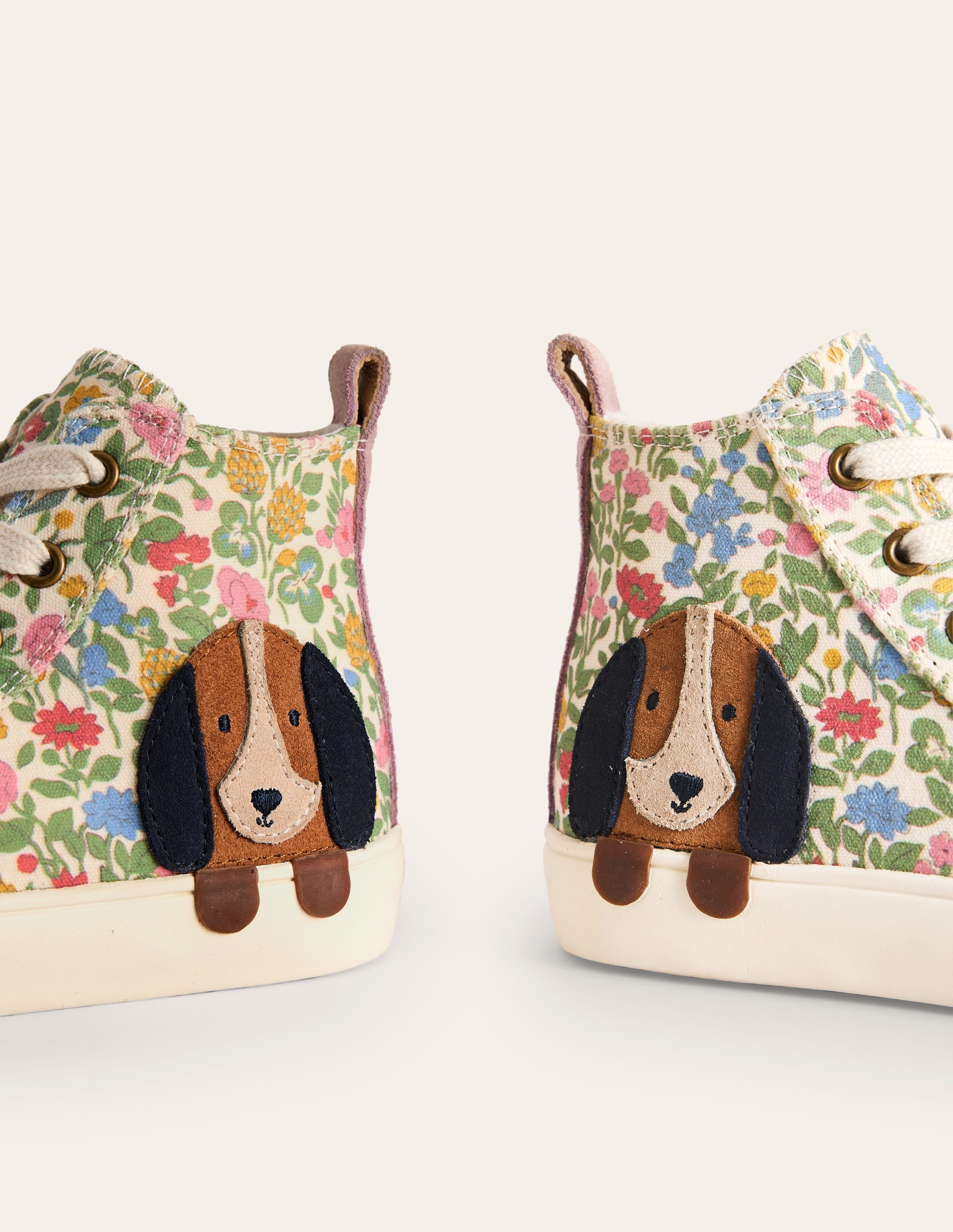 Knöchelhohe Canvas-Sneaker mit Applikation-Bunt Blumenmuster Hund - Image 3