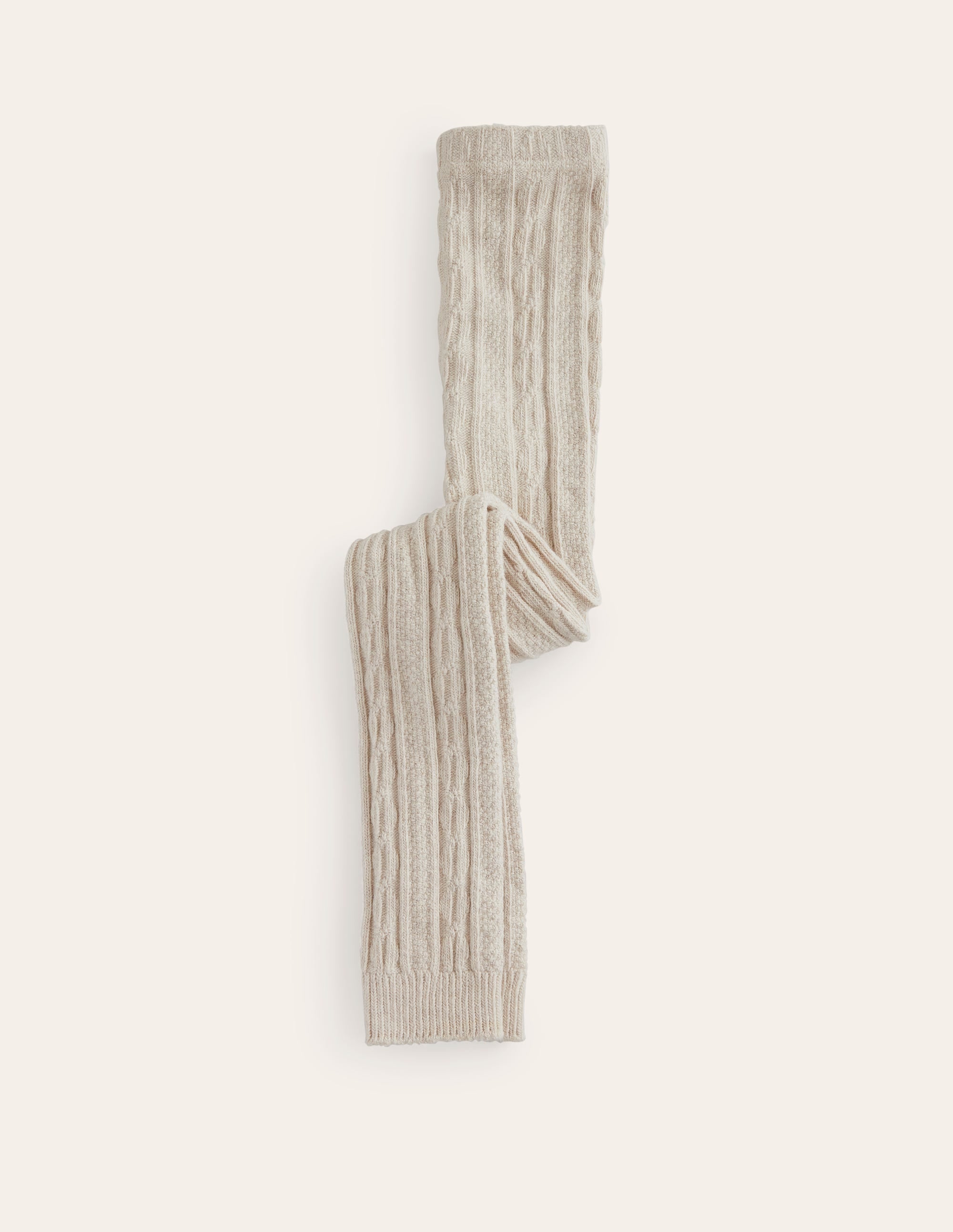 Fußlose Strumpfhose mit Zopfmuster-Beige Meliert - Image 1