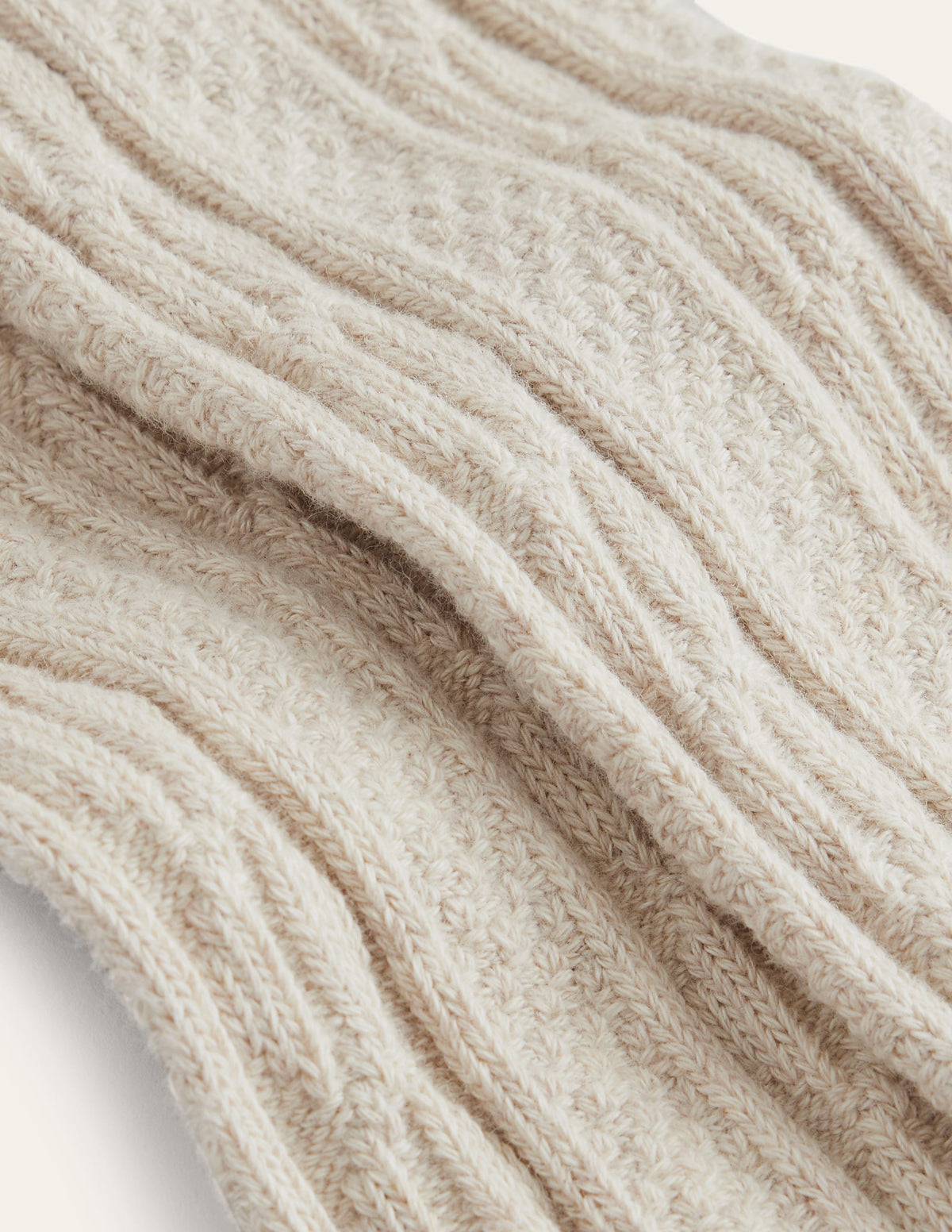Fußlose Strumpfhose mit Zopfmuster-Beige Meliert-3
