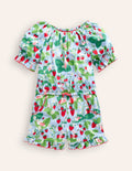 Printed Jersey Playsuit-Strawberry Field