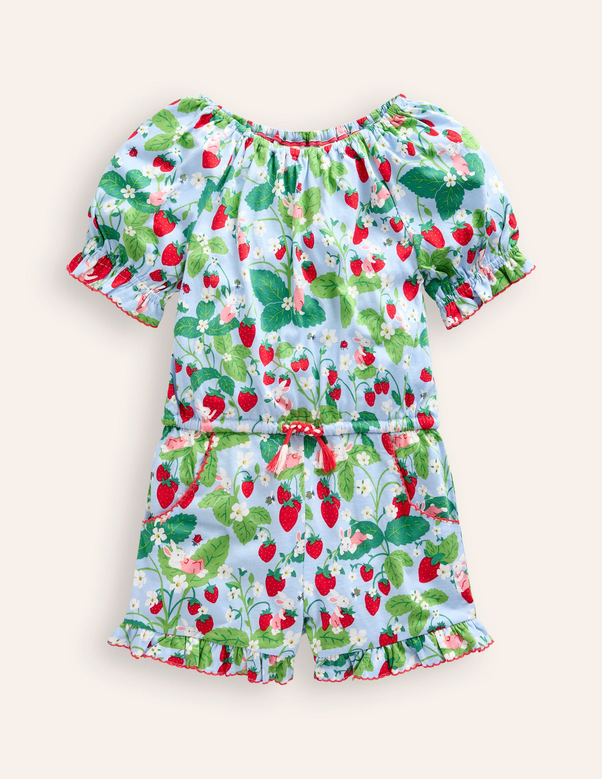 Printed Jersey Playsuit-Strawberry Field-1