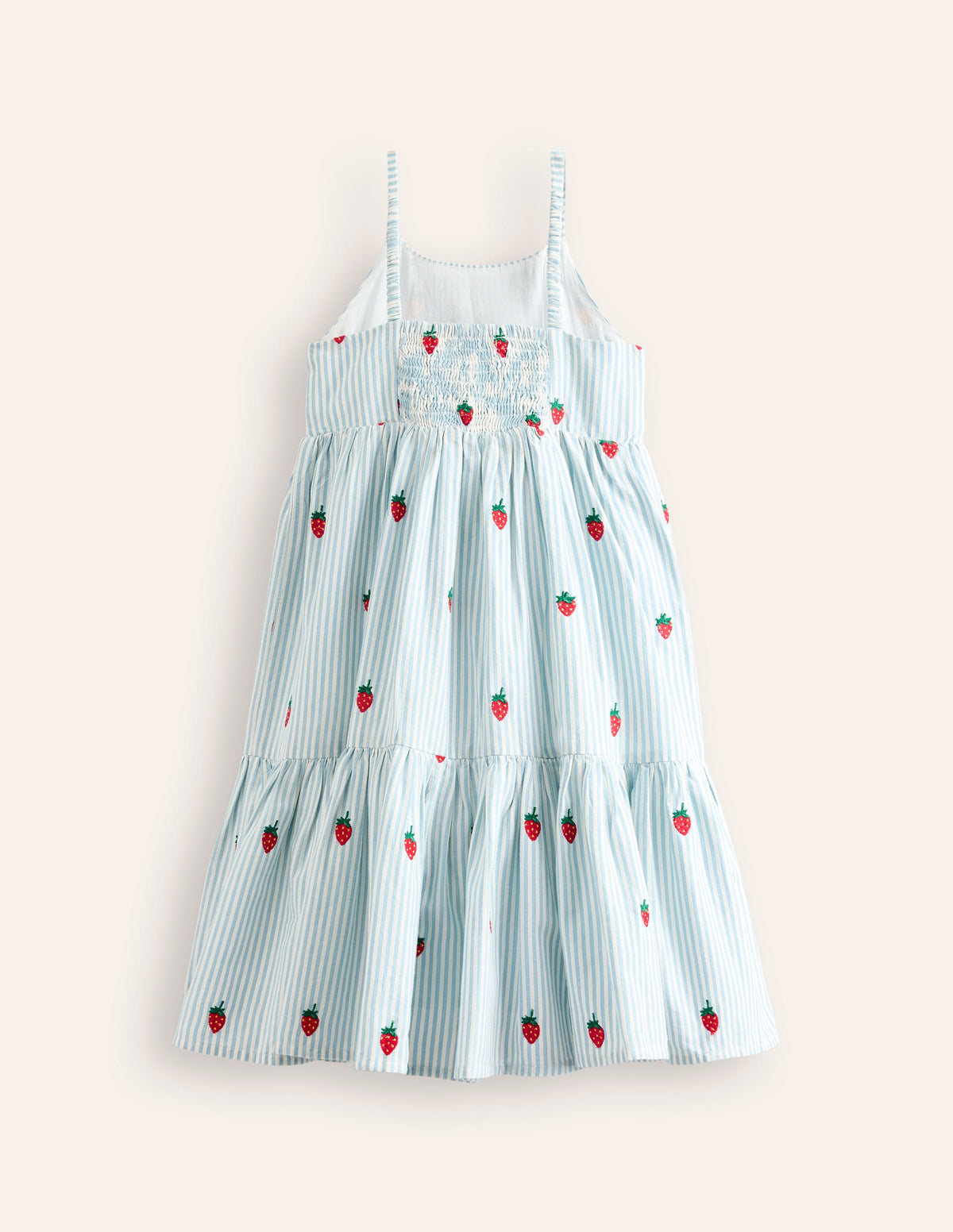 Gestuftes Sommerkleid zum Herumwirbeln-Vintage-Blau/Naturweiß Erdbeere - Image 2